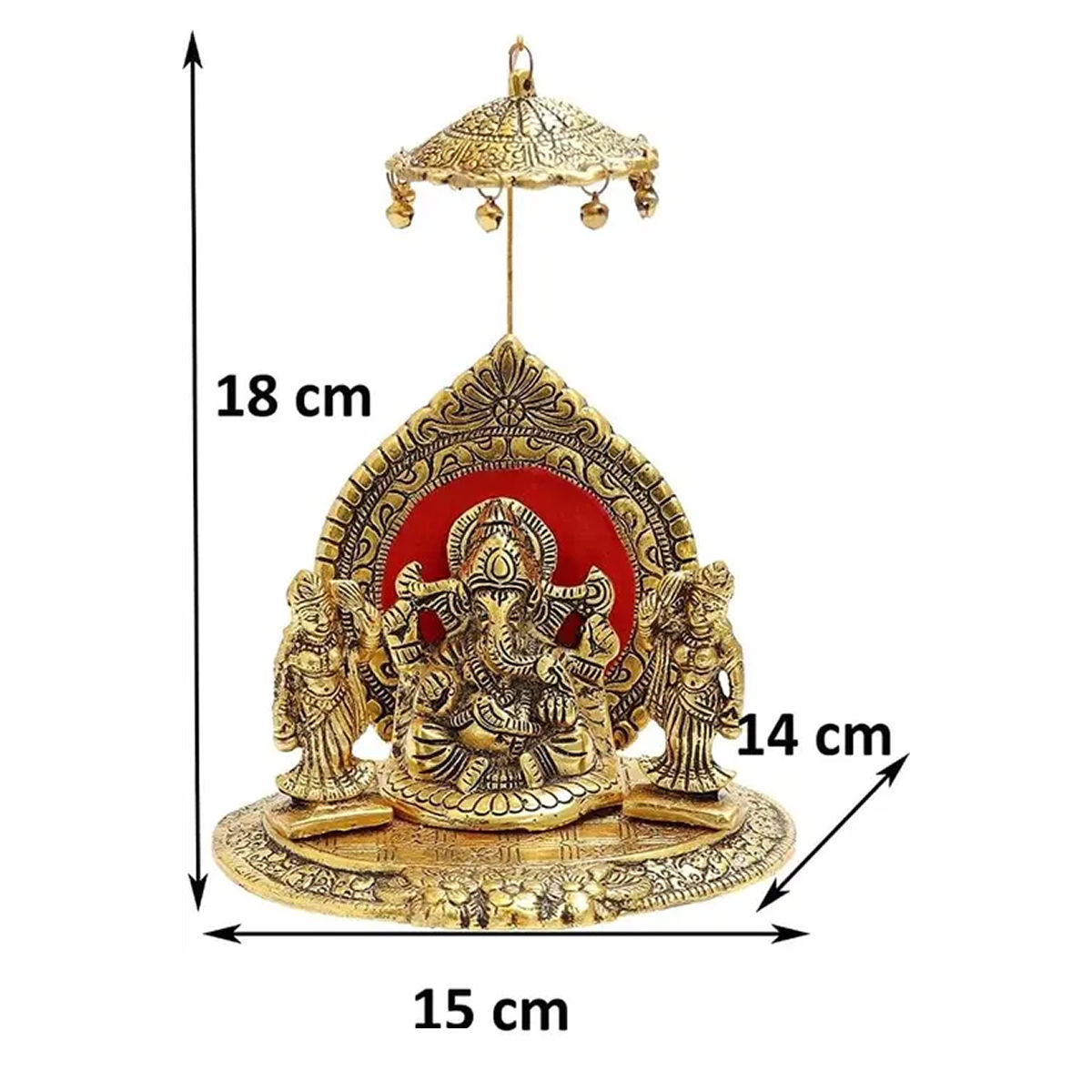 Devnidhii Ganesh Ji Idol with Riddhi Siddhi in Gold Polish