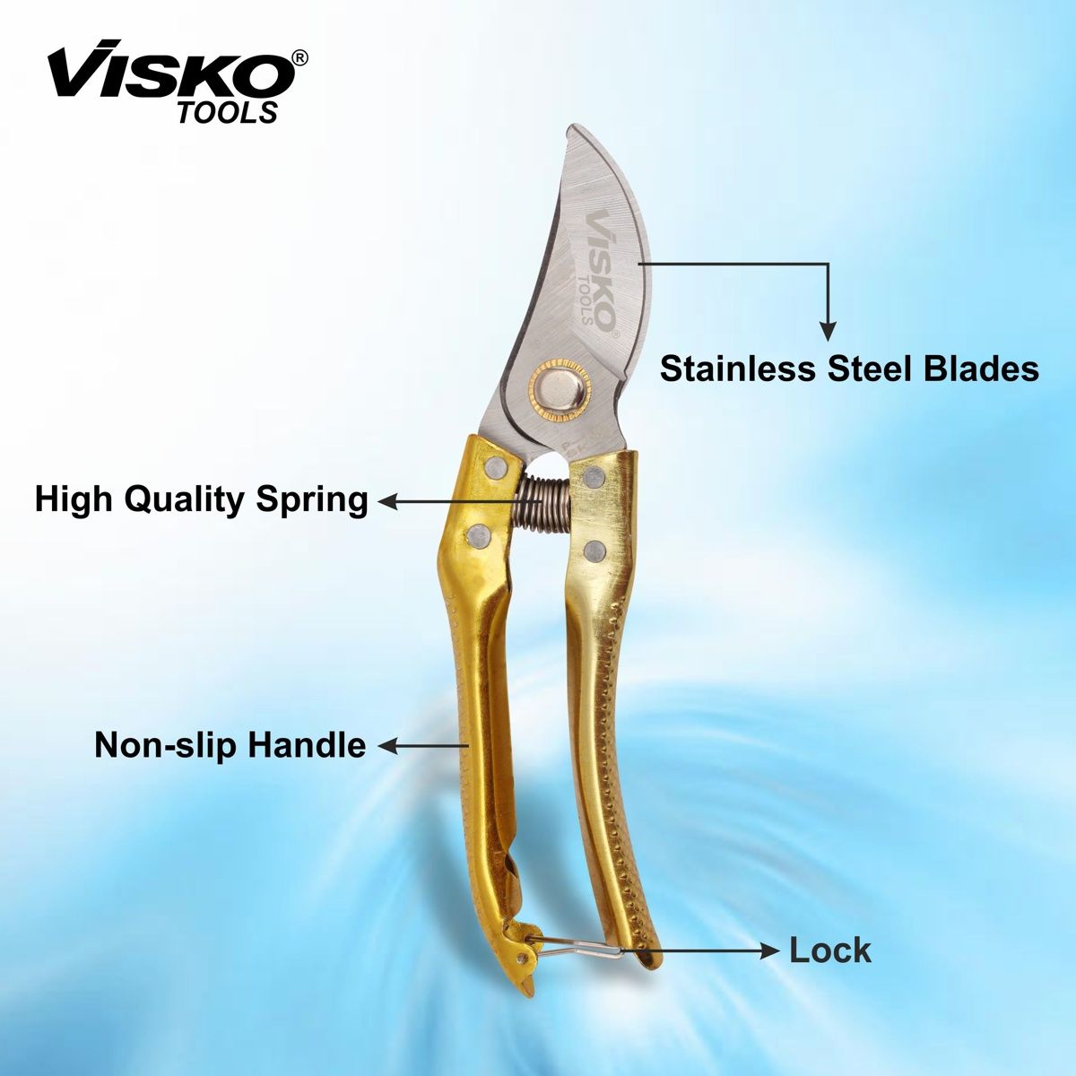 Visko 688 Garden Pruner | 10 Inch Garden Bypass Pruning Shears | Tree Trimmers | Manual