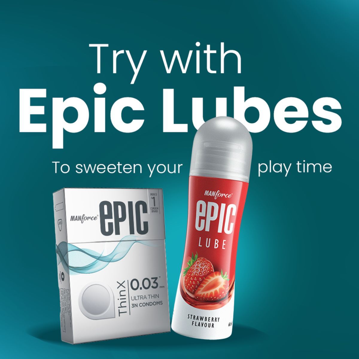 Manforce Epic Thinx Ultra Thin Condoms(3pc) & Manforce Epic Lube - Aloe-Vera & Litchi(60ml) Combo