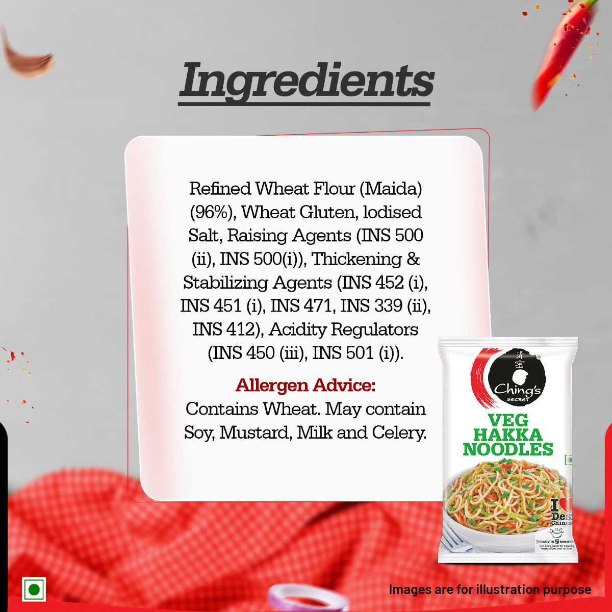 Ching's Secret Veg Hakka Noodles, Cooks In 5-7 mins, Just Soak & Drain