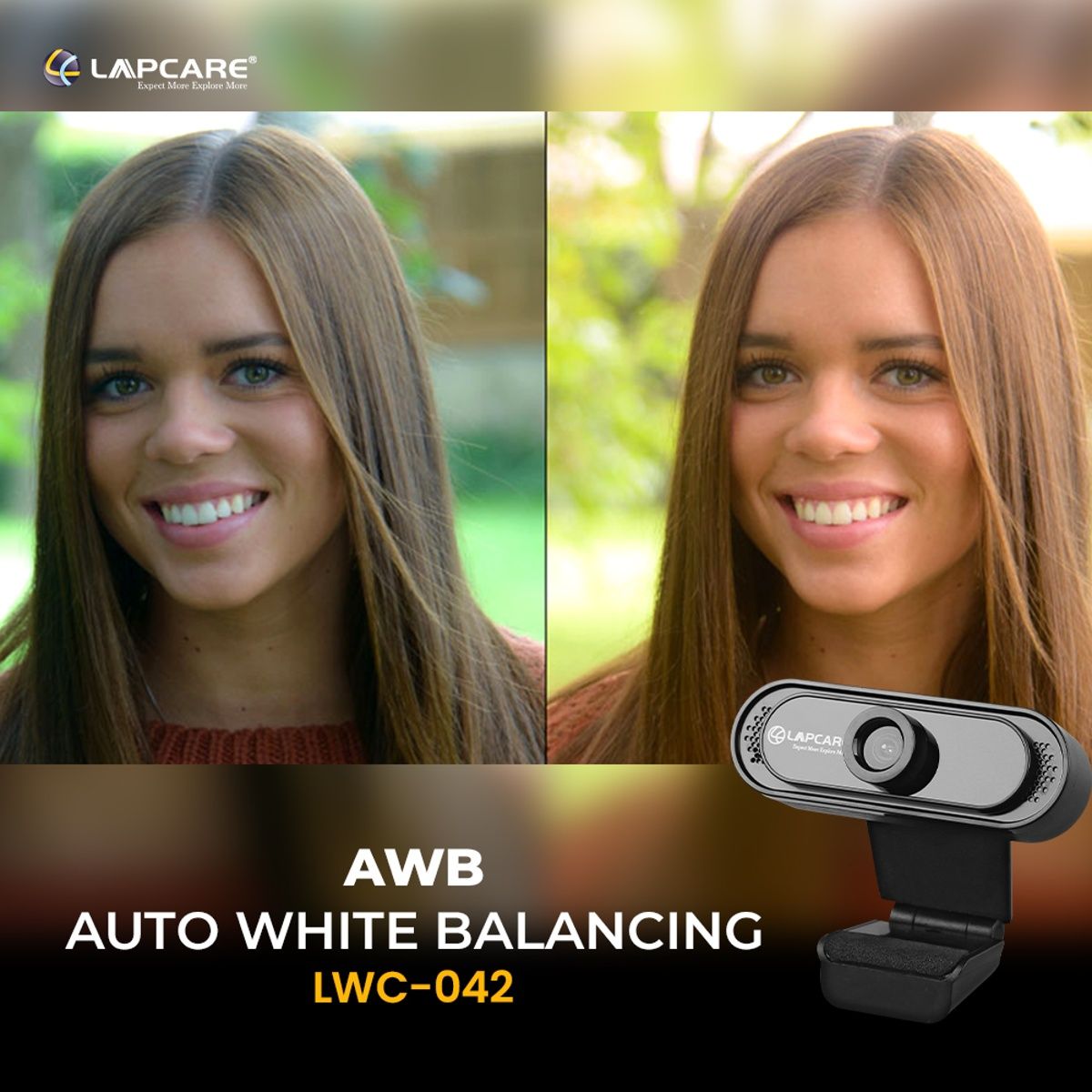 Lapcare Crystal Clear Web Camera With Noise Isolated Microphone, Hd Stremaing For Desktop & Laptop