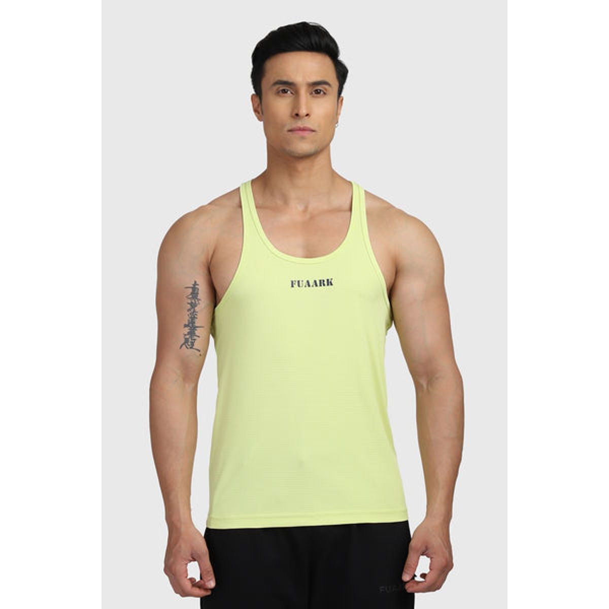 Fuaark Men's Checks Stringer Tank | Lime - XL