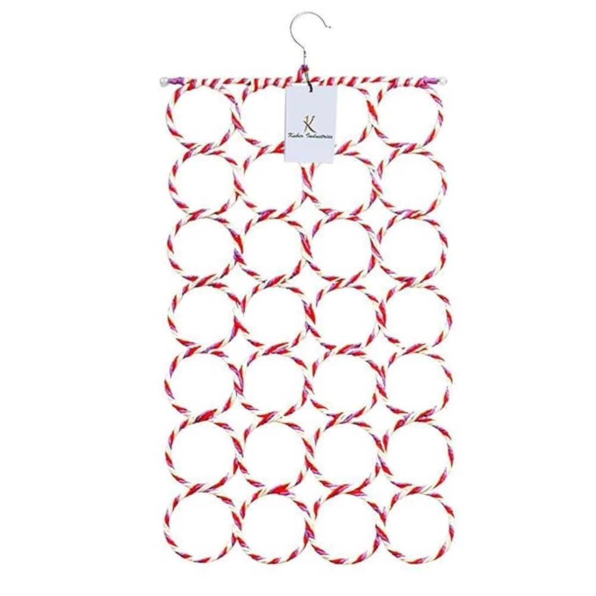 Kuber Industries Single 28 Rings Folding Rope Hanger | Scarf & Belts | KI19590 | Random Color