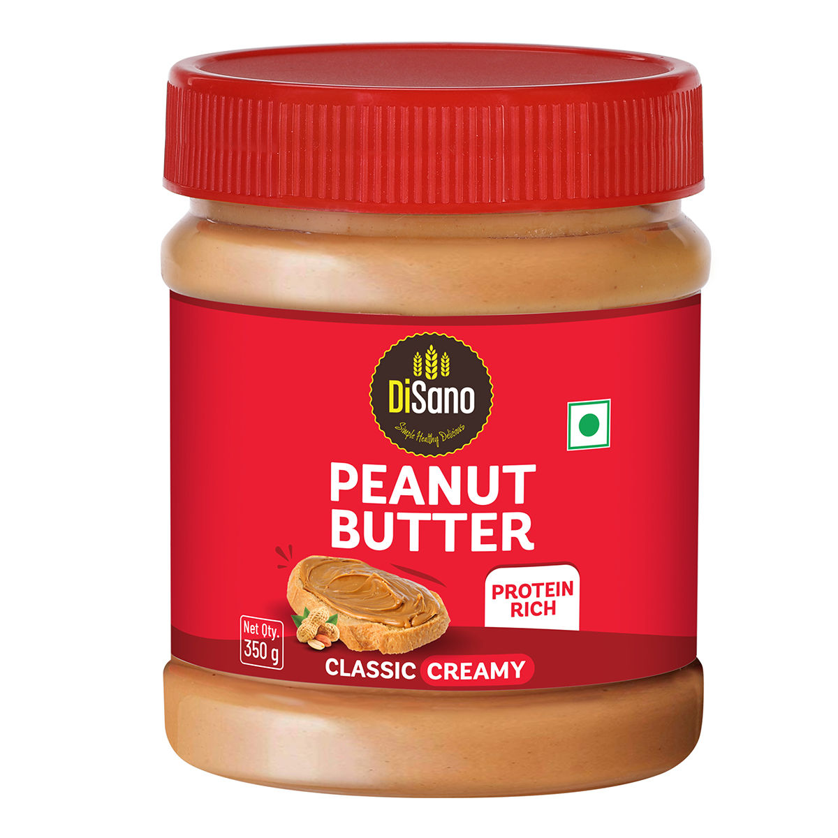 Disano Peanut Butter - Creamy, 26% Protein, No Trans Fat & Preservatives