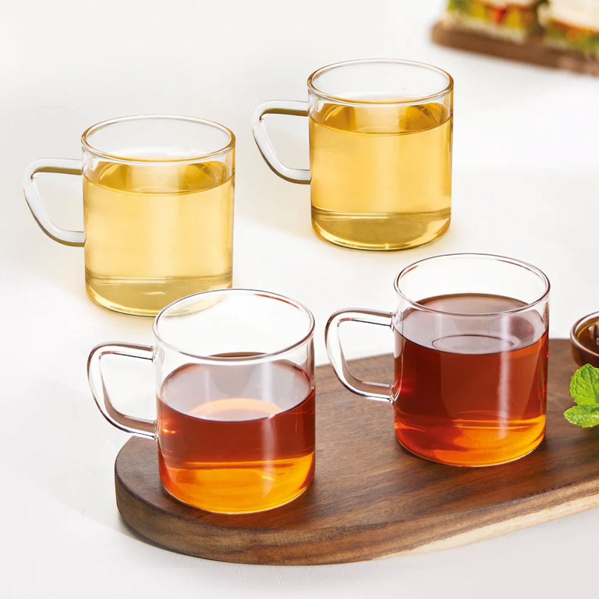 Borosil Vision Classic Mug Set With Yellow Handle (190 ml) | Borosillicate Glass | Microwave Safe