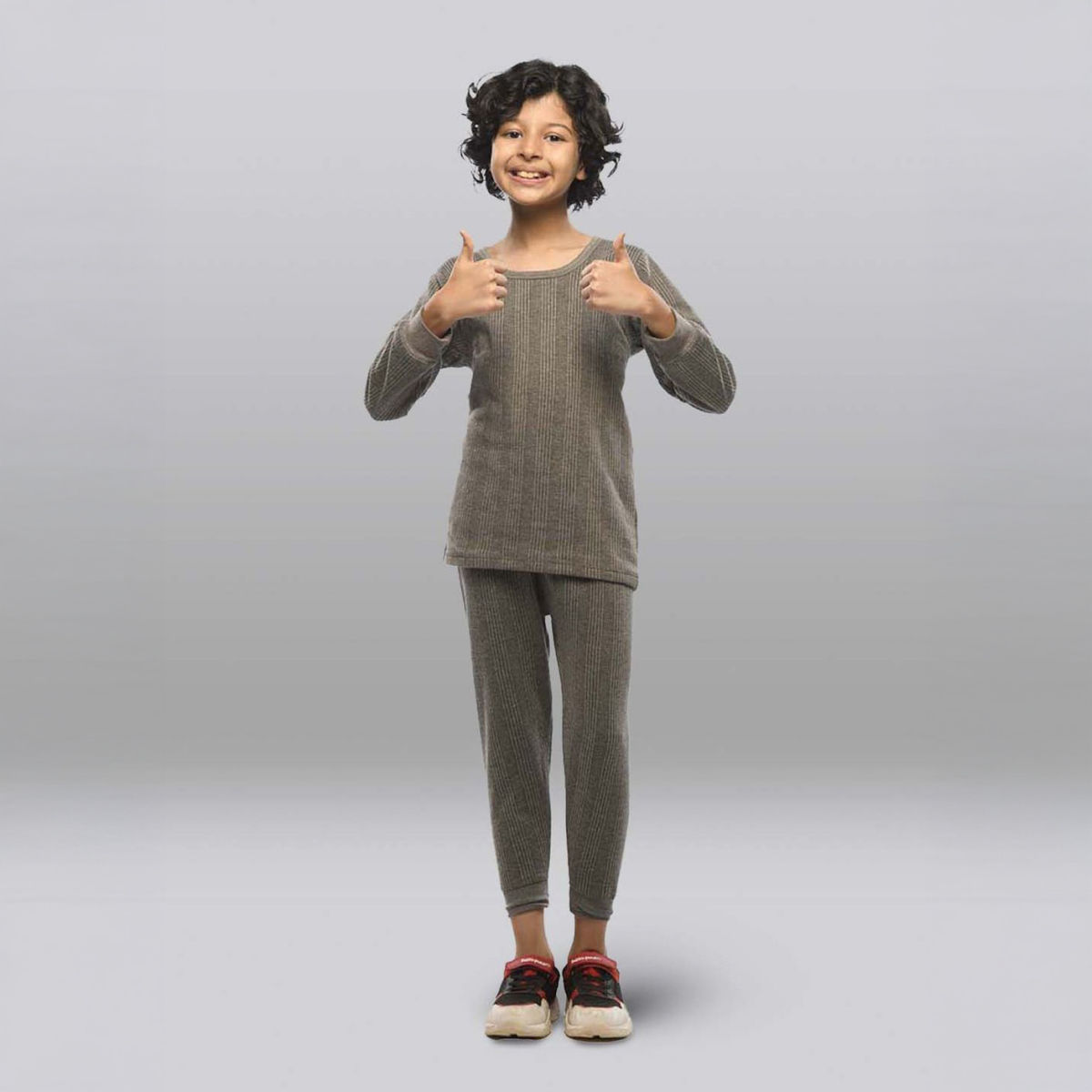 Lux Inferno Thermal Top and Bottom Set for Kids | Charcoal | 70