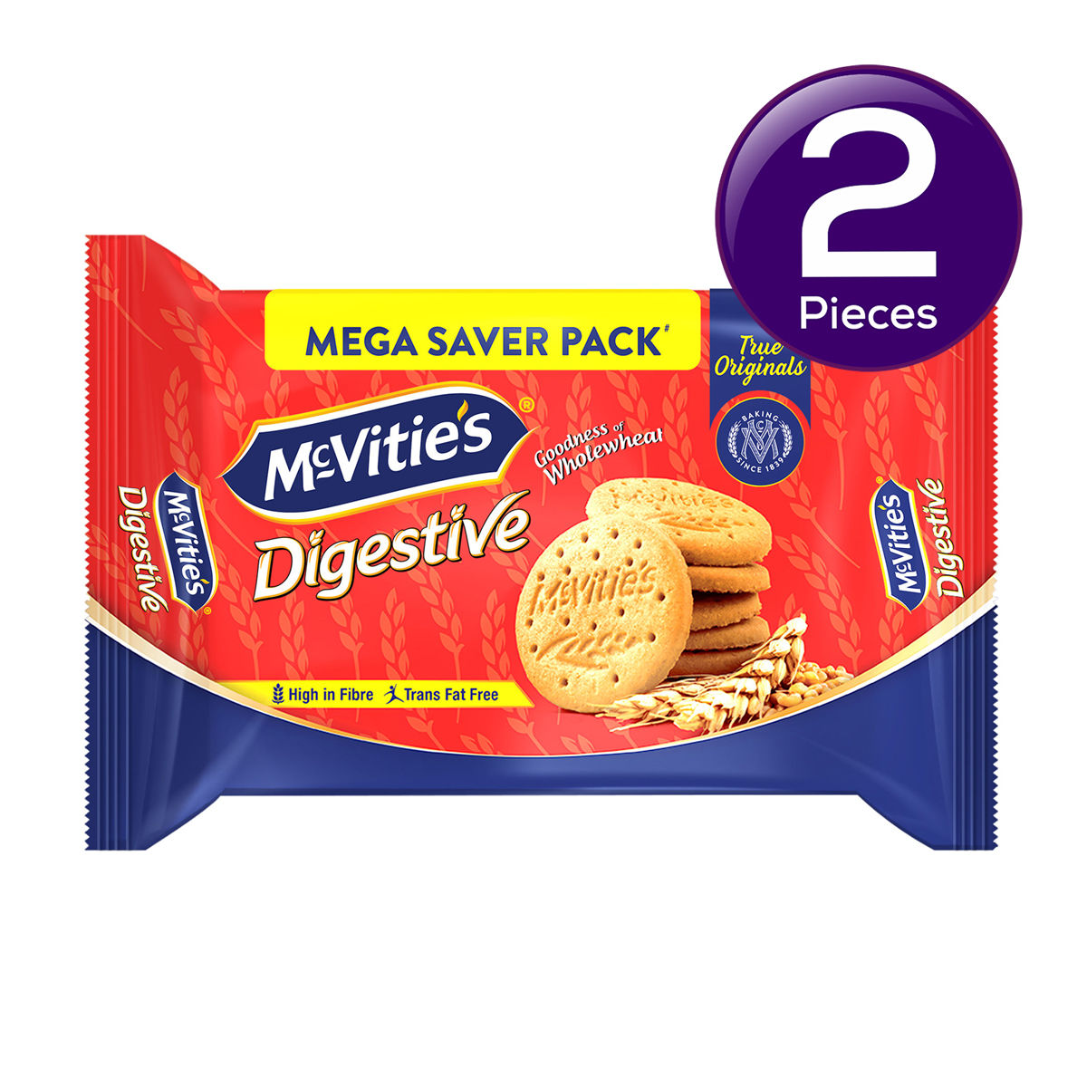 Mcvitie's Digestive High Fibre Biscuits With Goodness Of Wholewheat,Super Saver Family Pack 1 kg Combo