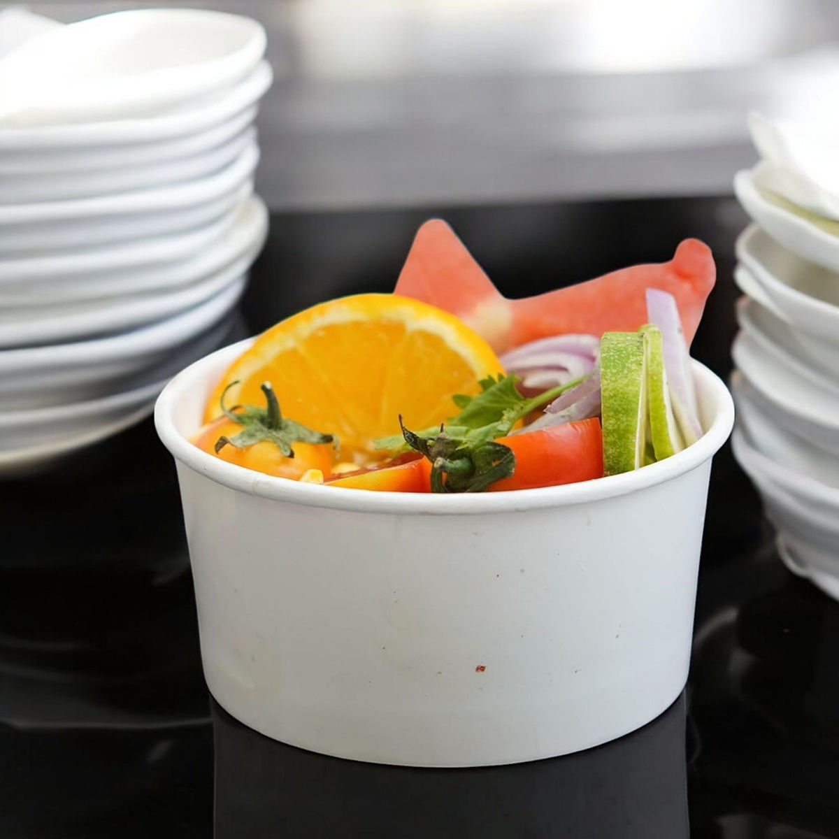 Tempware Disposable White Paper Container Without Lid | 250 ml | Set Of 25