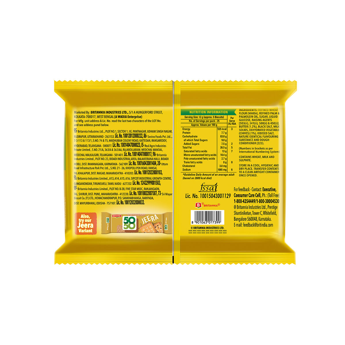 Britannia 50-50 Maska Chaska Biscuits Butter Flavoured Crackers | Trans Fat-free