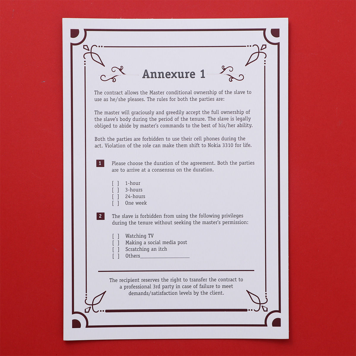 Oye Happy Slave Contract