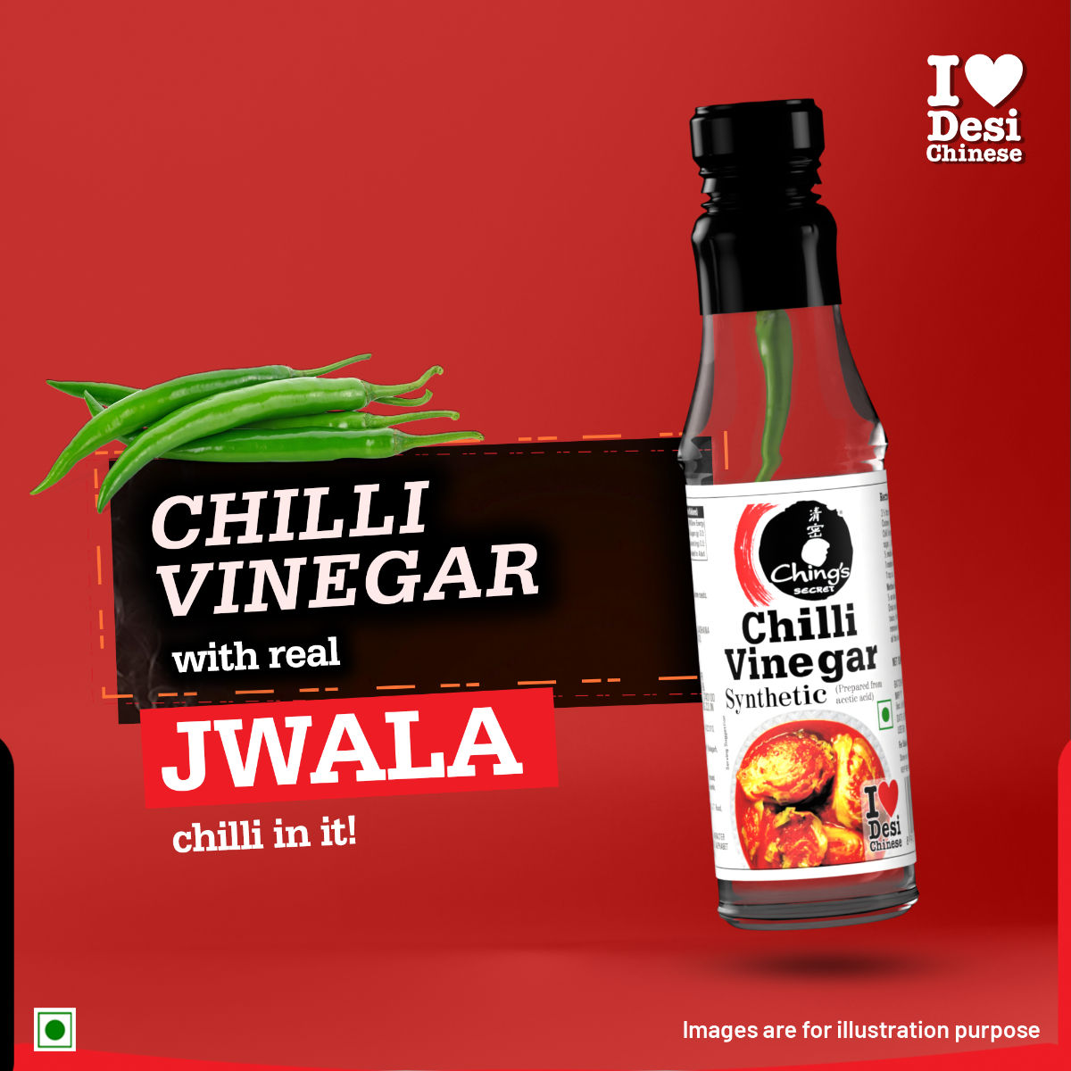 Ching's Secret White Chilli Vinegar, With Green Jwala Chilli, Bold and Intense Flavour