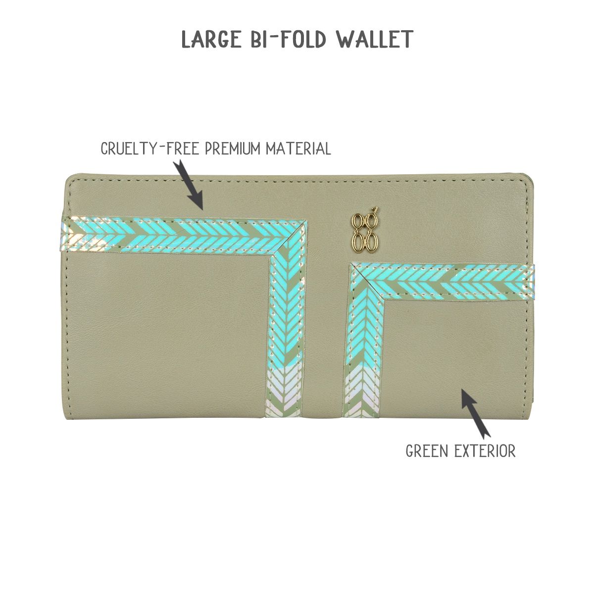 Baggit Women's Dovn 2 Fold Wallets | Mintgreen