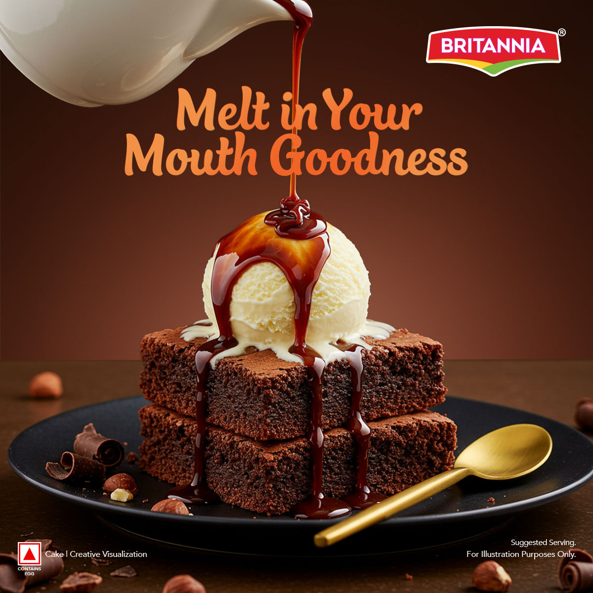 Kwality Wall'S Hazelnut Chocolate Ice Cream Tub(500ml) & Britannia Fudge It Chocolate Brownie (With Egg)(120gms) Combo