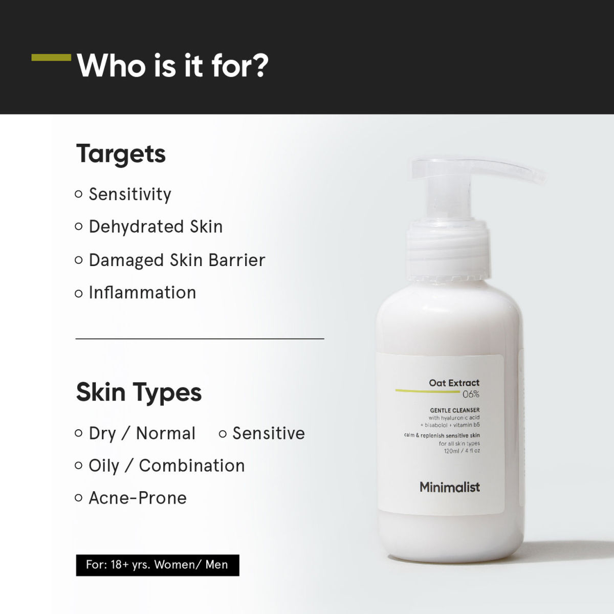 Minimalist 6% Oat Extract Gentle Cleanser For Sensitive Skin