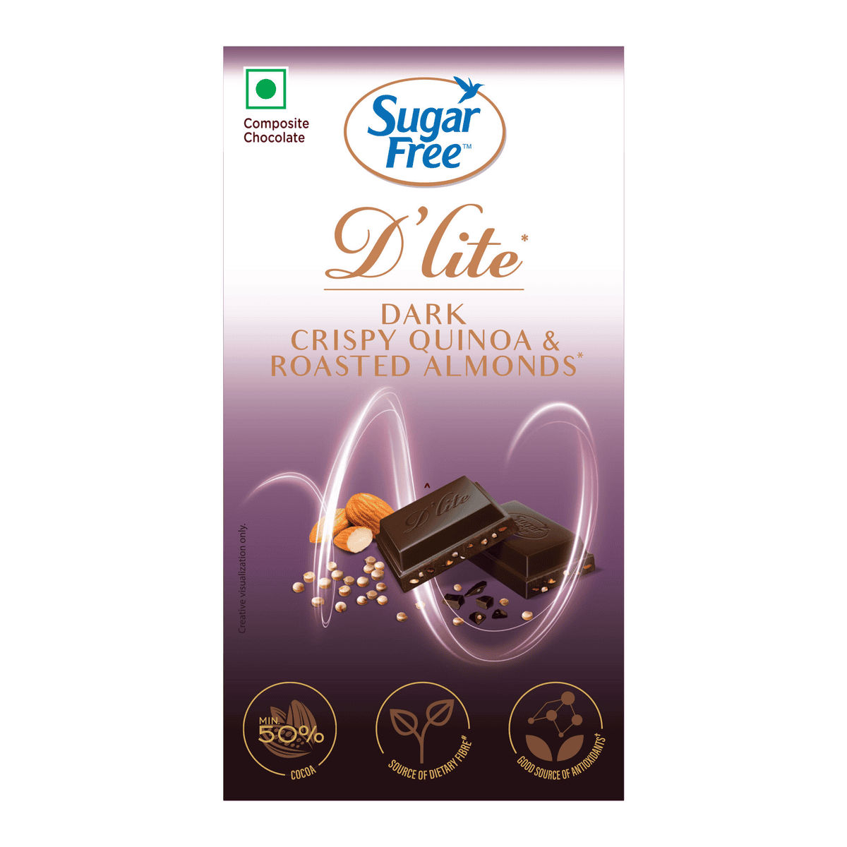 Sugar Free D'lite Quinoa & Almonds Dark Chocolate Bar 40 g Combo