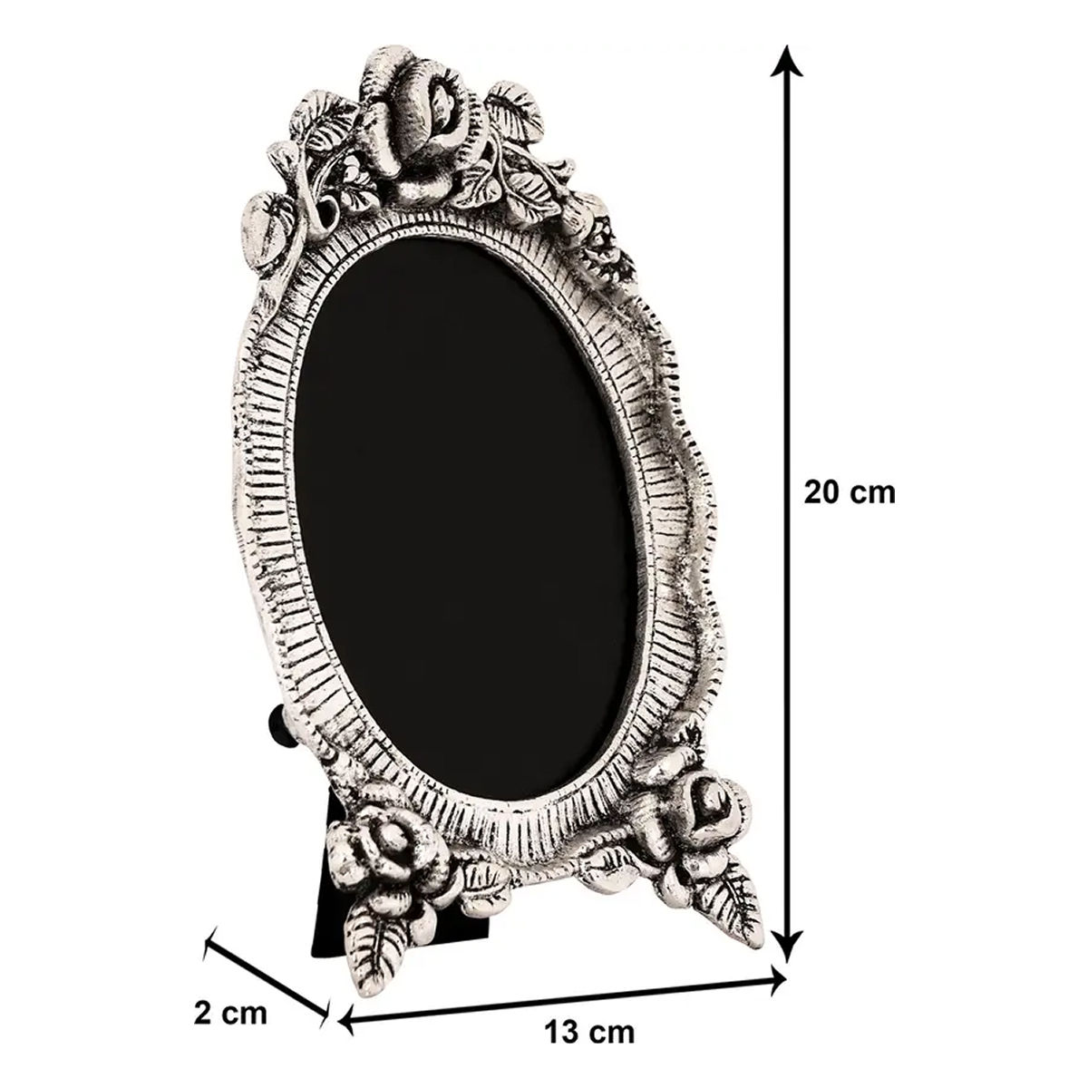 Devnidhii Photo Frame Silver Plated Oval Shape with Legs