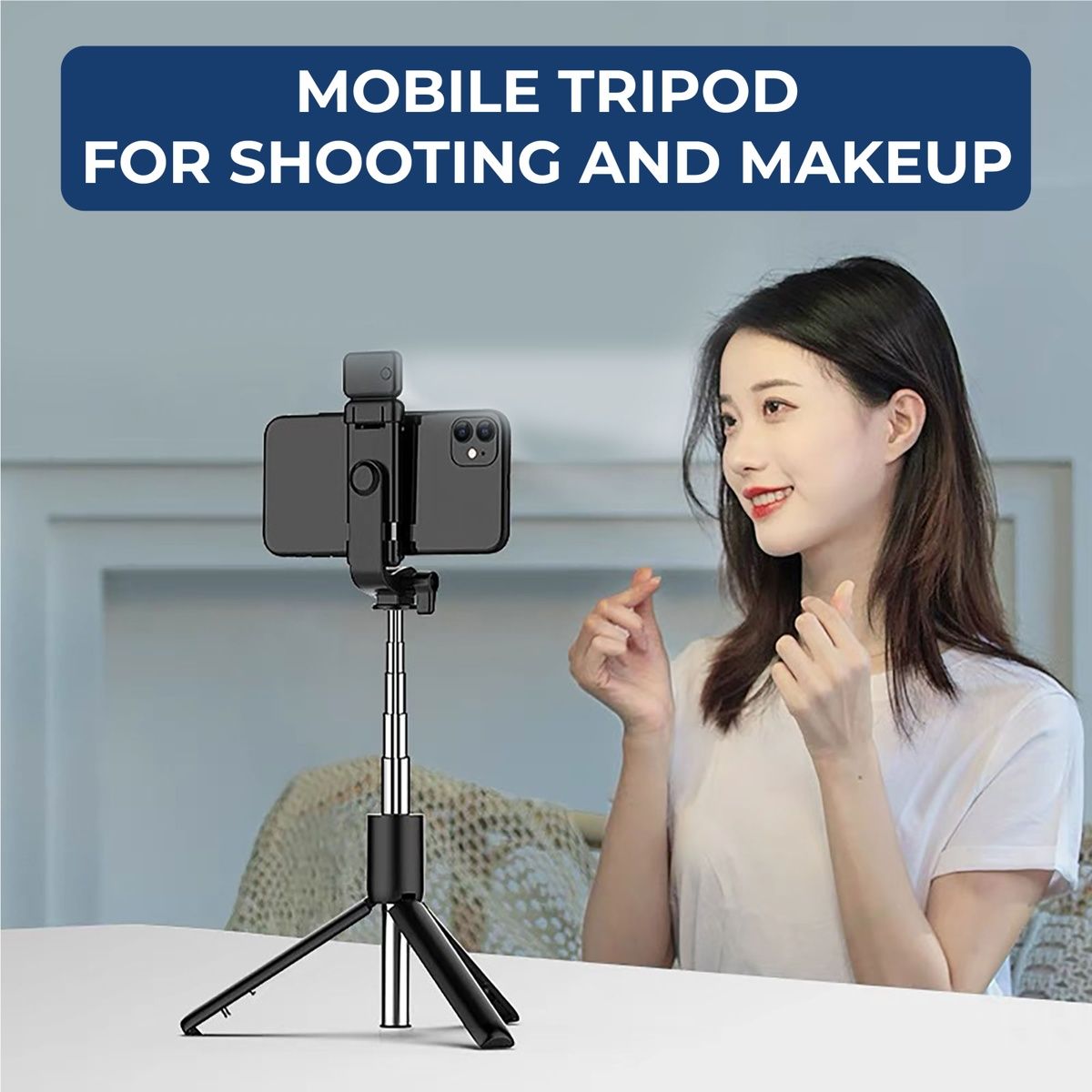 Kratos Multi Purpose Selfie Stick with Tripod Stand| Rechargable LED Light with 2 Brighness Levels (70 cm Length)