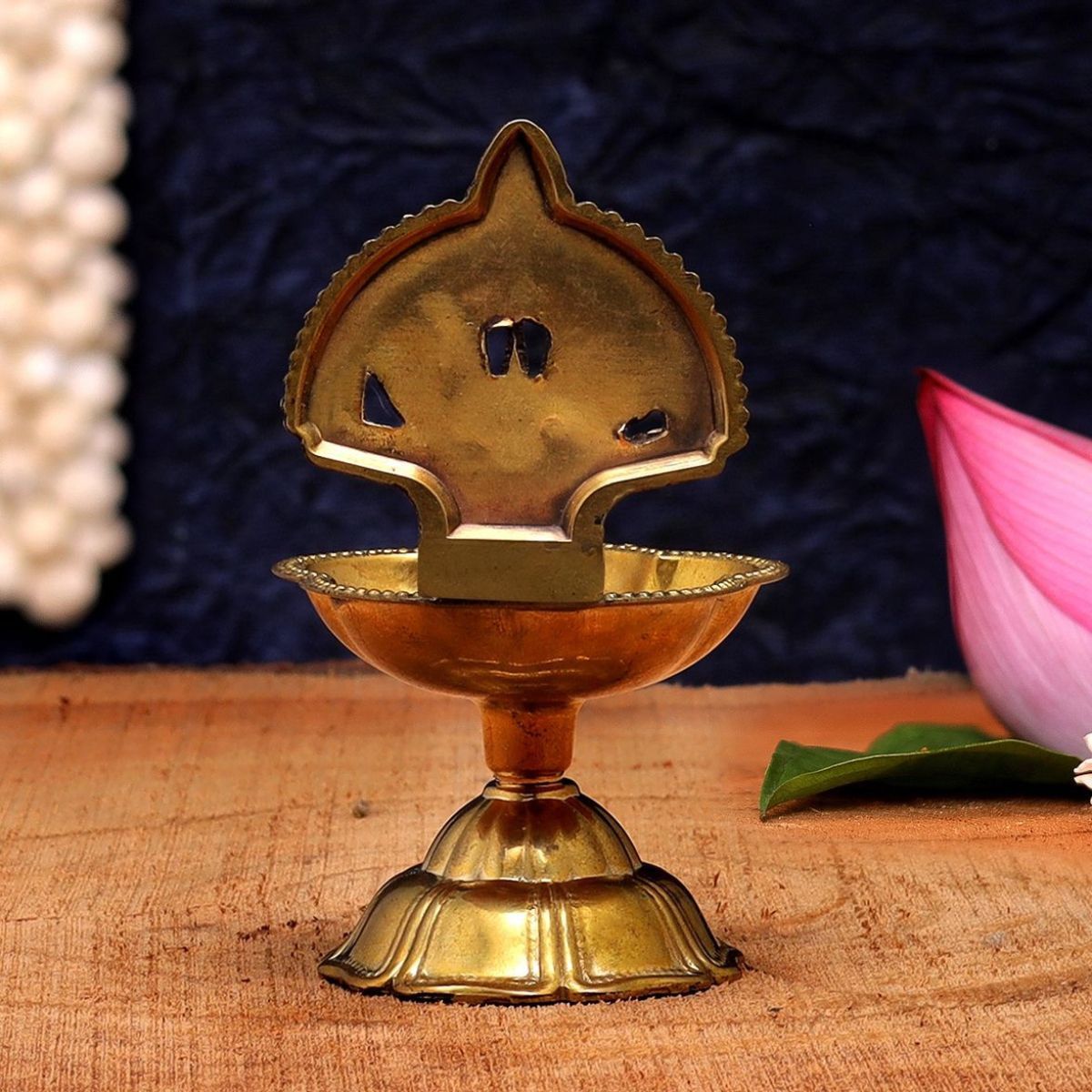 Aksharveda Shankh Chakra Tilak Brass Diya