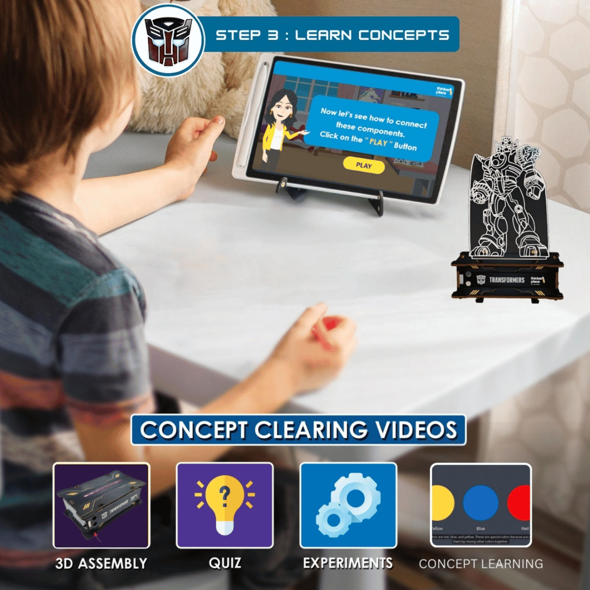 ThinkerPlace Transformers Smart Lamp DIY Kit | Build & Play with Sensor-Activated Lamp (Age 6+)