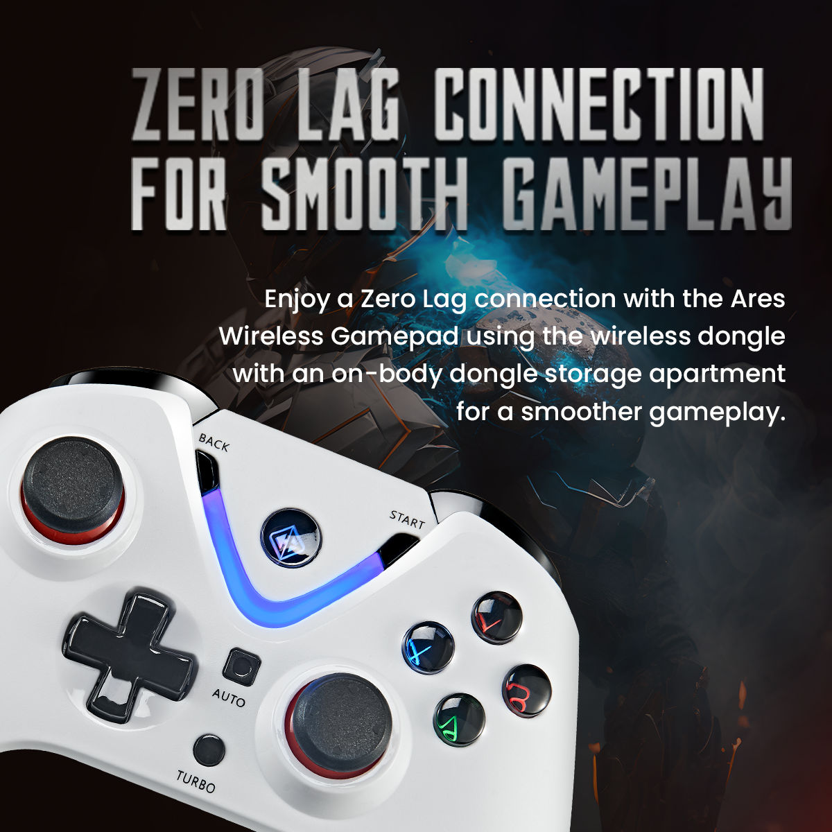 Cosmic Byte Ares Wireless Controller For Pc Magnetic Triggers Usb Extension Cable (White)