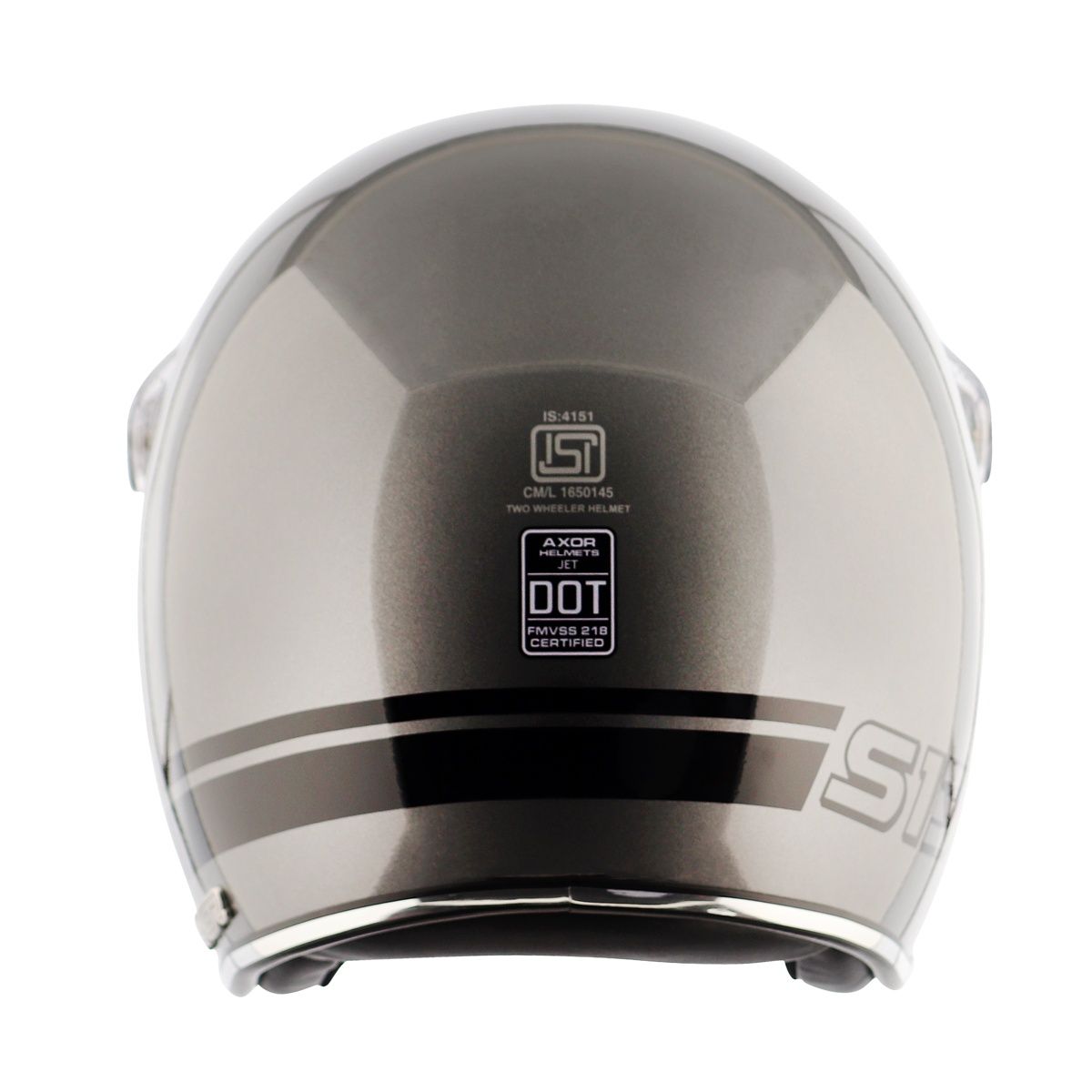 Axor Retro Jet Sportz S13 Isi Ece And Dot Certified Open Face Helmet Athena Grey Black - L