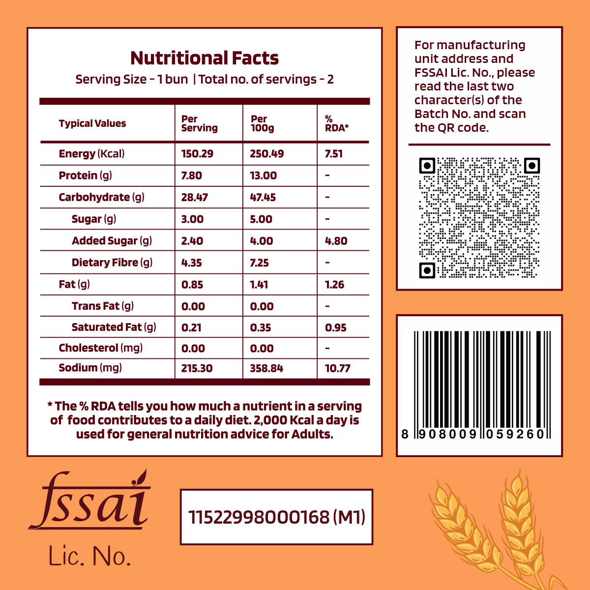 The Health Factory Zero Maida Burger Bun | Clean Label - Not Brown