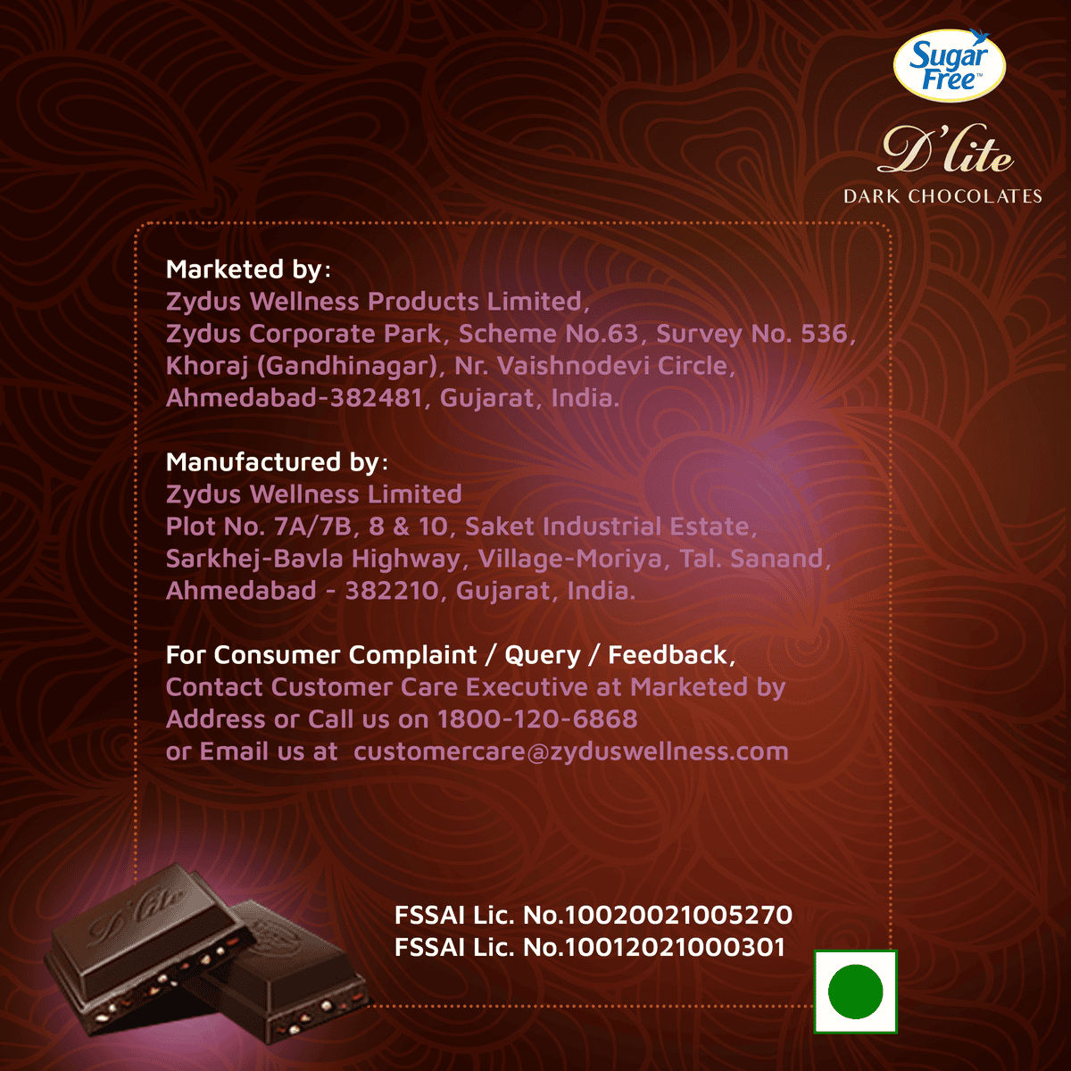 Sugar Free D'lite Quinoa & Almonds Dark Chocolate Bar 40 g Combo