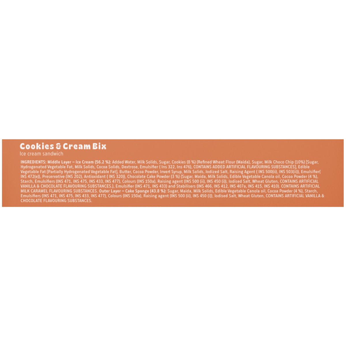 Hocco Bix Cake Cookies & Cream Ice Cream Sandwich 125 ml Combo