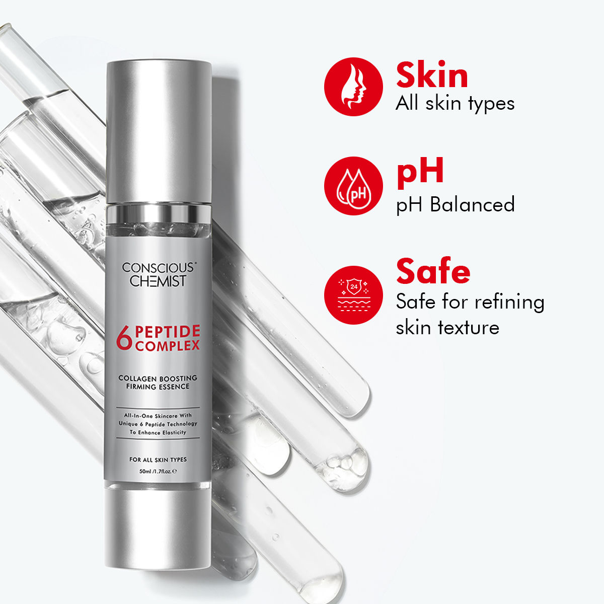 Conscious Chemist 6 Peptide Complex Collagen Boosting & Firming Essence For Fine Lines & Wrinkles