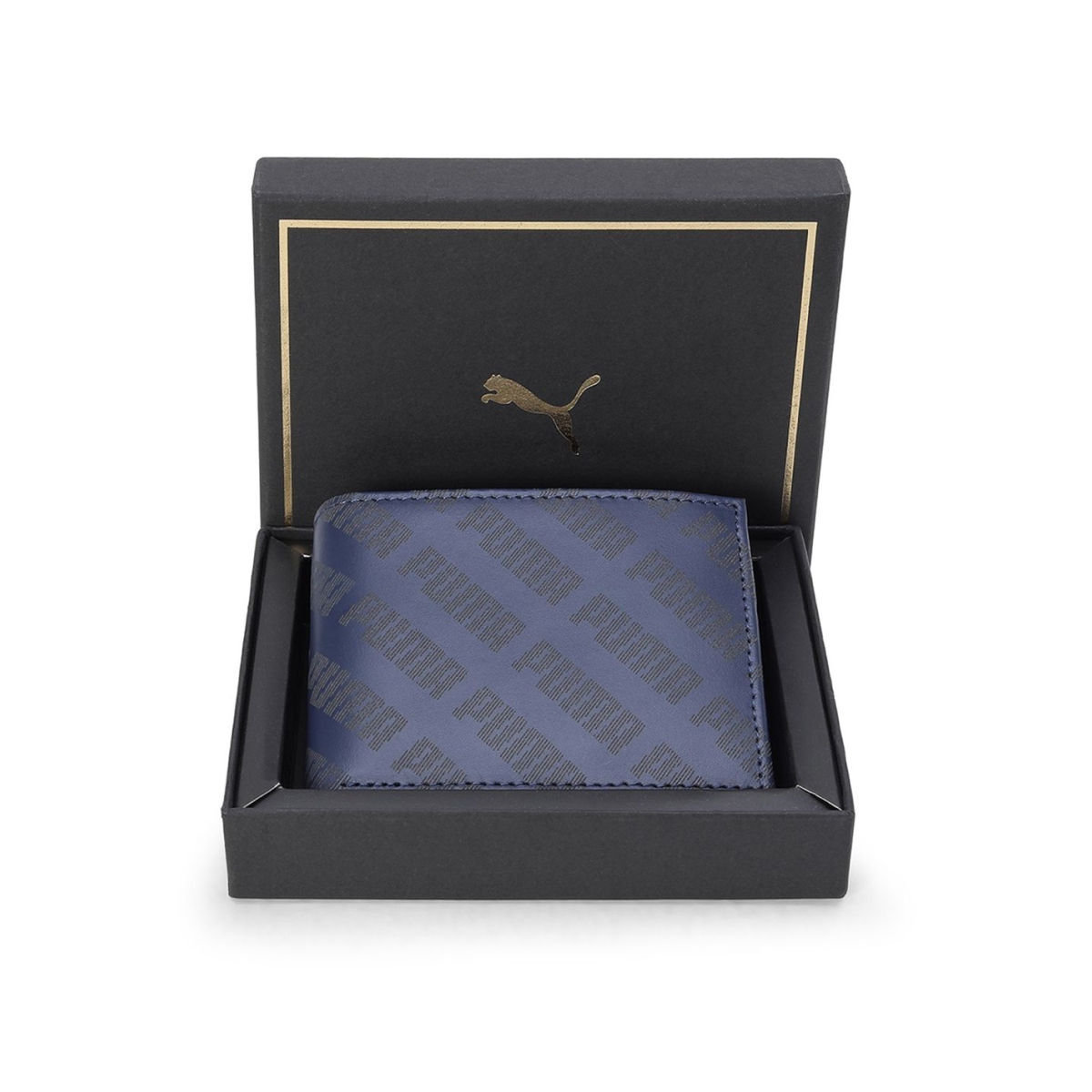 Puma Puma Unisex Bi-Fold Wallet | Blue | One Size(1pc) & Bold By Priyaasi Round Solitaire Gold-Plated Cufflinks For Men(2pc) Combo