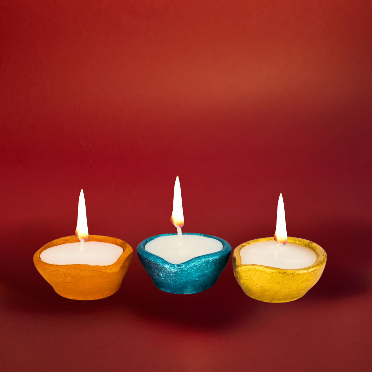 Classic Earthen Diya Set – 2.5 Hour Burn Time