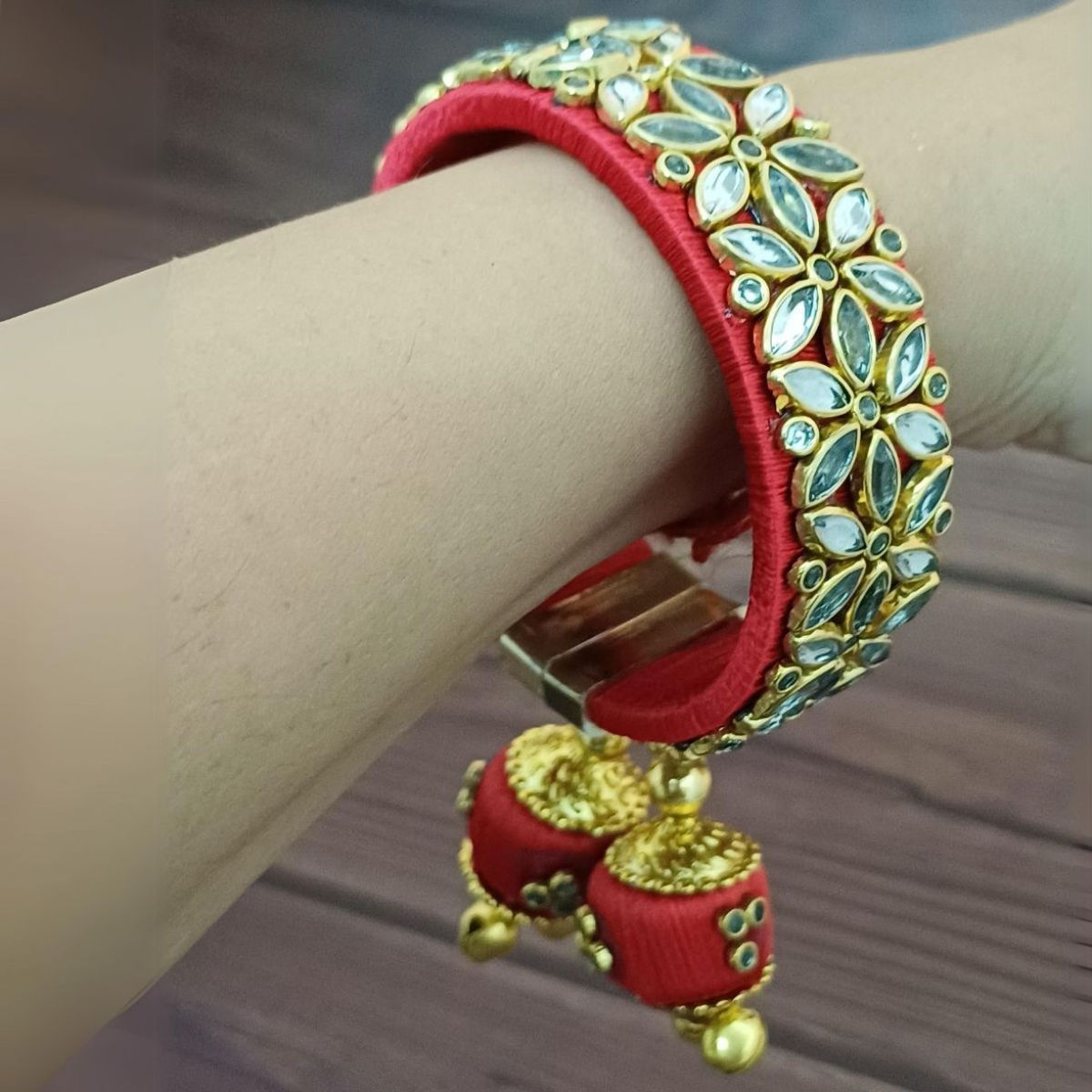 Gullak Gold Embellishments and Kundan Work Bangle - Flexible
