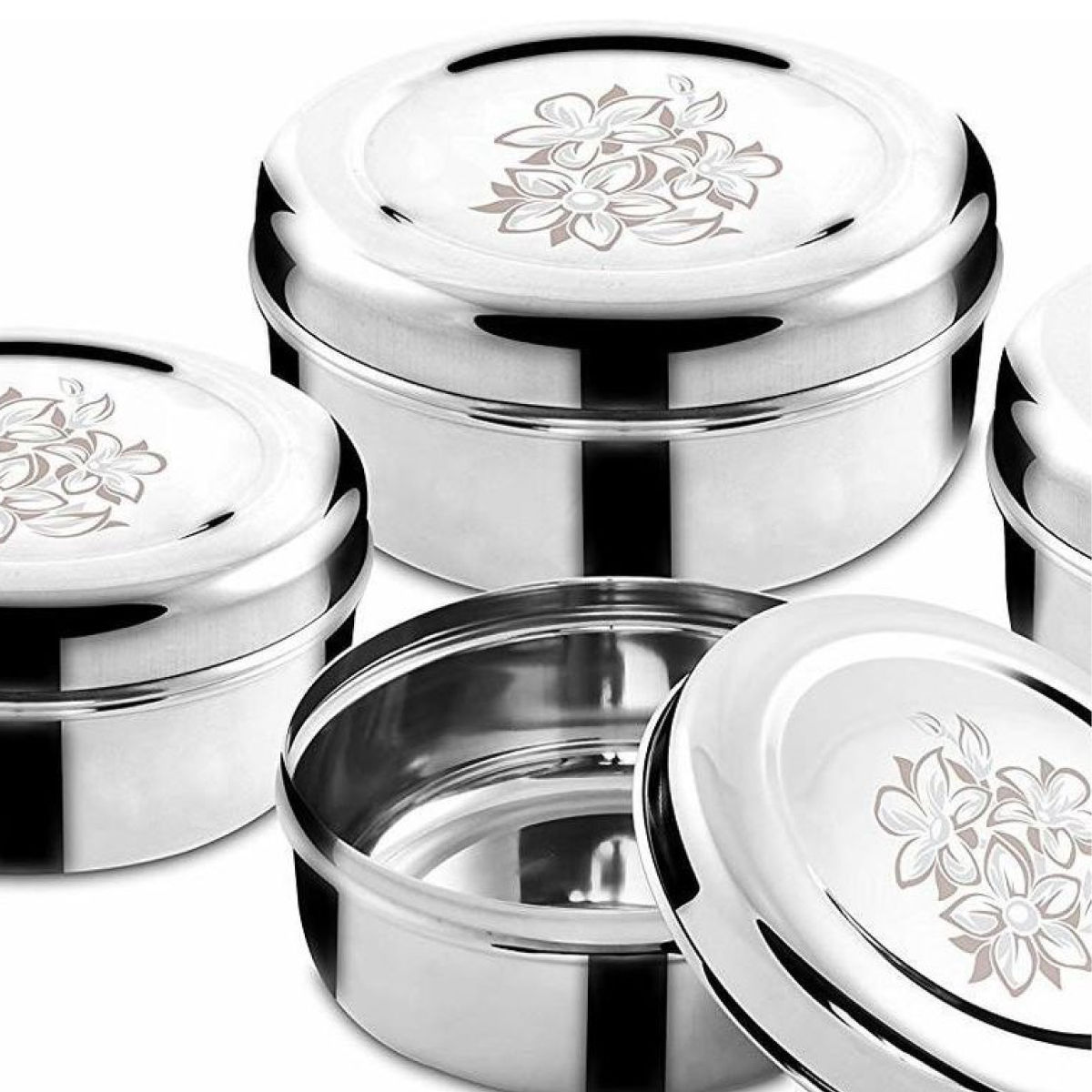 Classic Essentials Stainless Steel Utility Container 250ml, 350ml, 550ml, 900ml Pack of 4