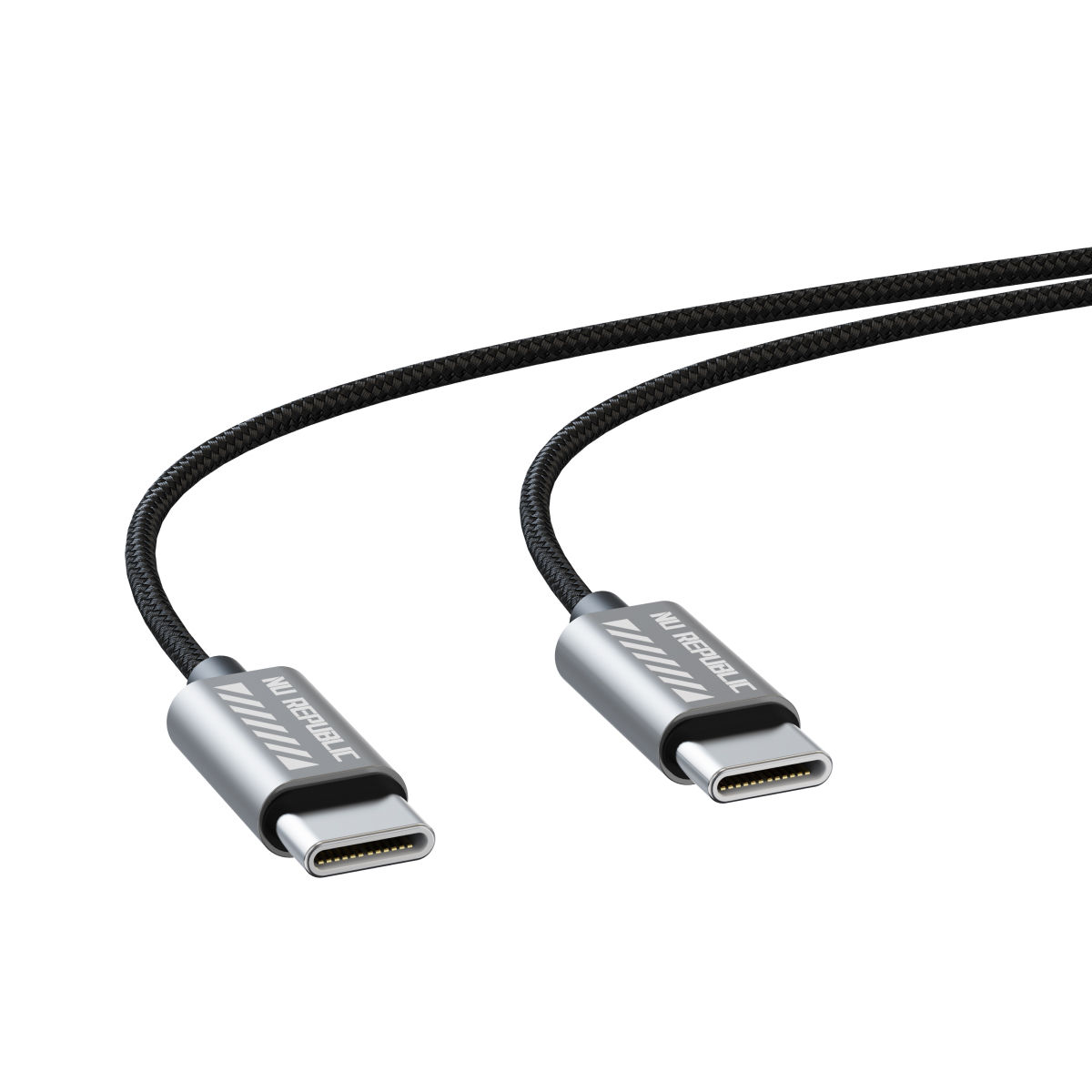 Nu Republic Blaze Flash 65W 1.25M Type-C To Type-C Fast Charging Data Cable - Grey