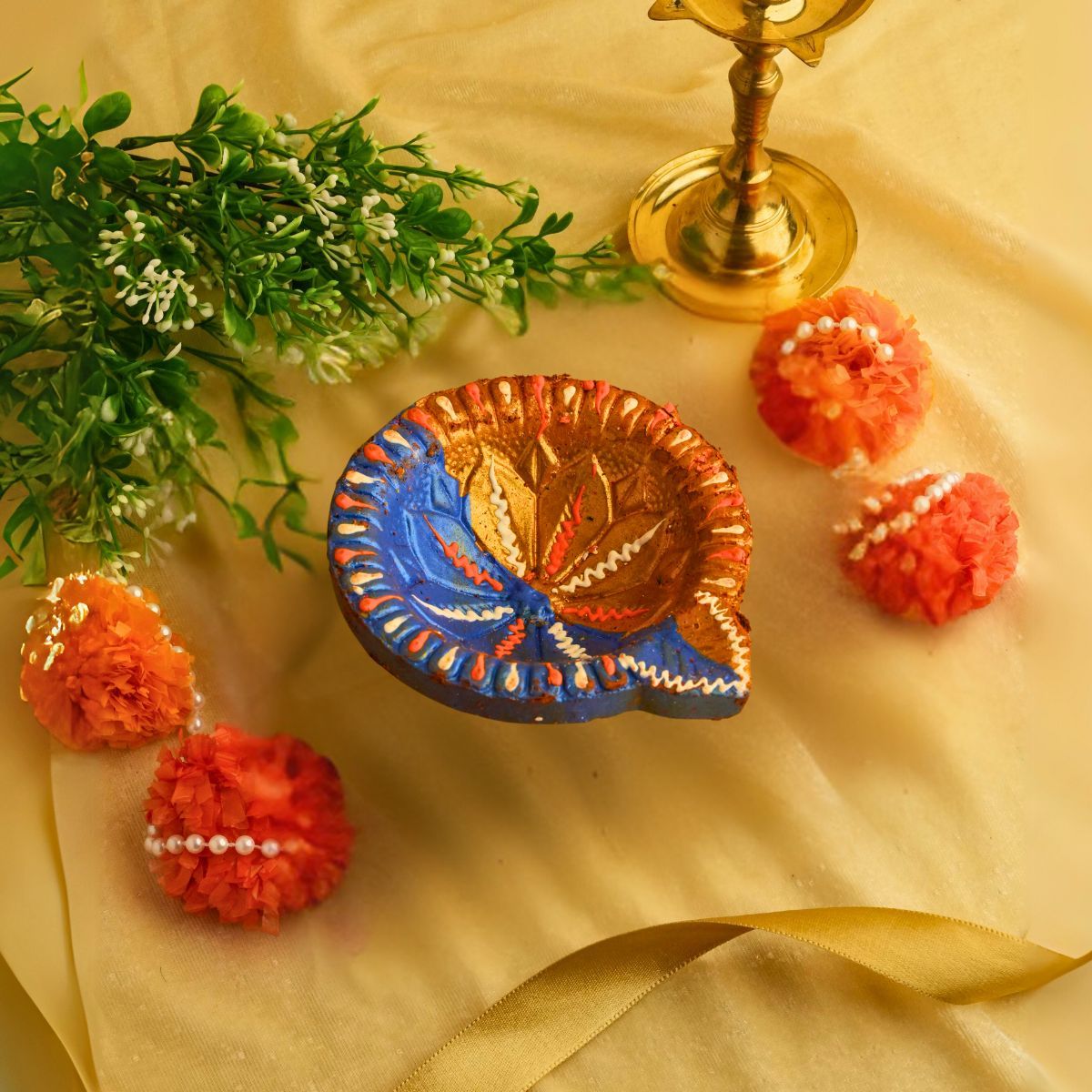 Shruti Creations Decorative Clay Diya Dahlia - Pack Of 4