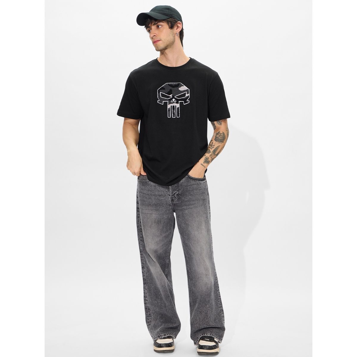 The Souled Store Men's Regular Punisher - It's Time T-shirts | Black | M