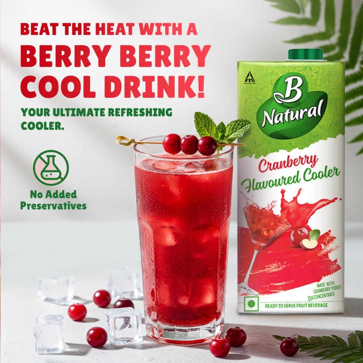 B Natual Cranberry Juice Tetrapack 1 l Combo