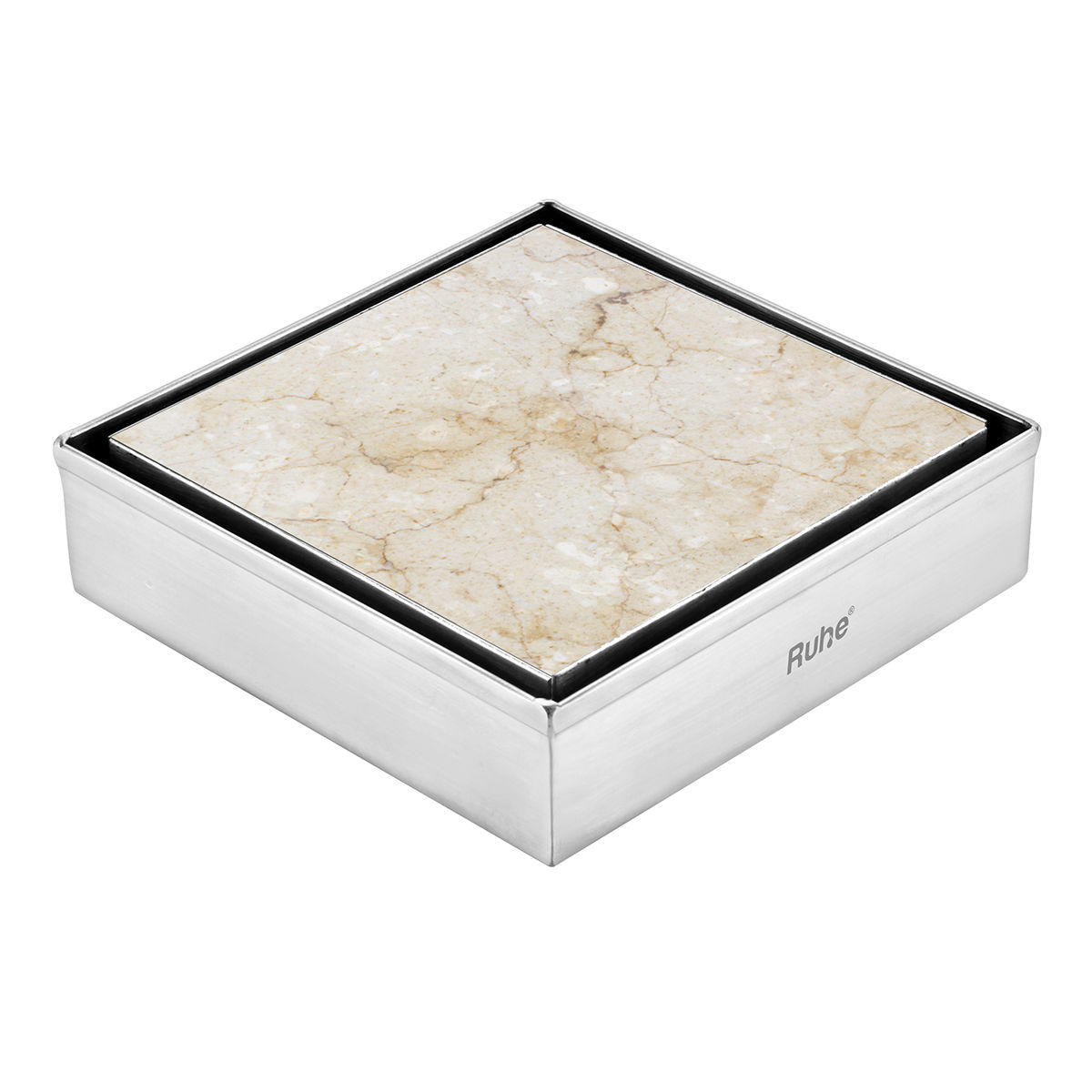 Ruhe Tile Insert Shower Drain Channel (5 x 5 Inches) with Cockroach Trap (304 Grade)