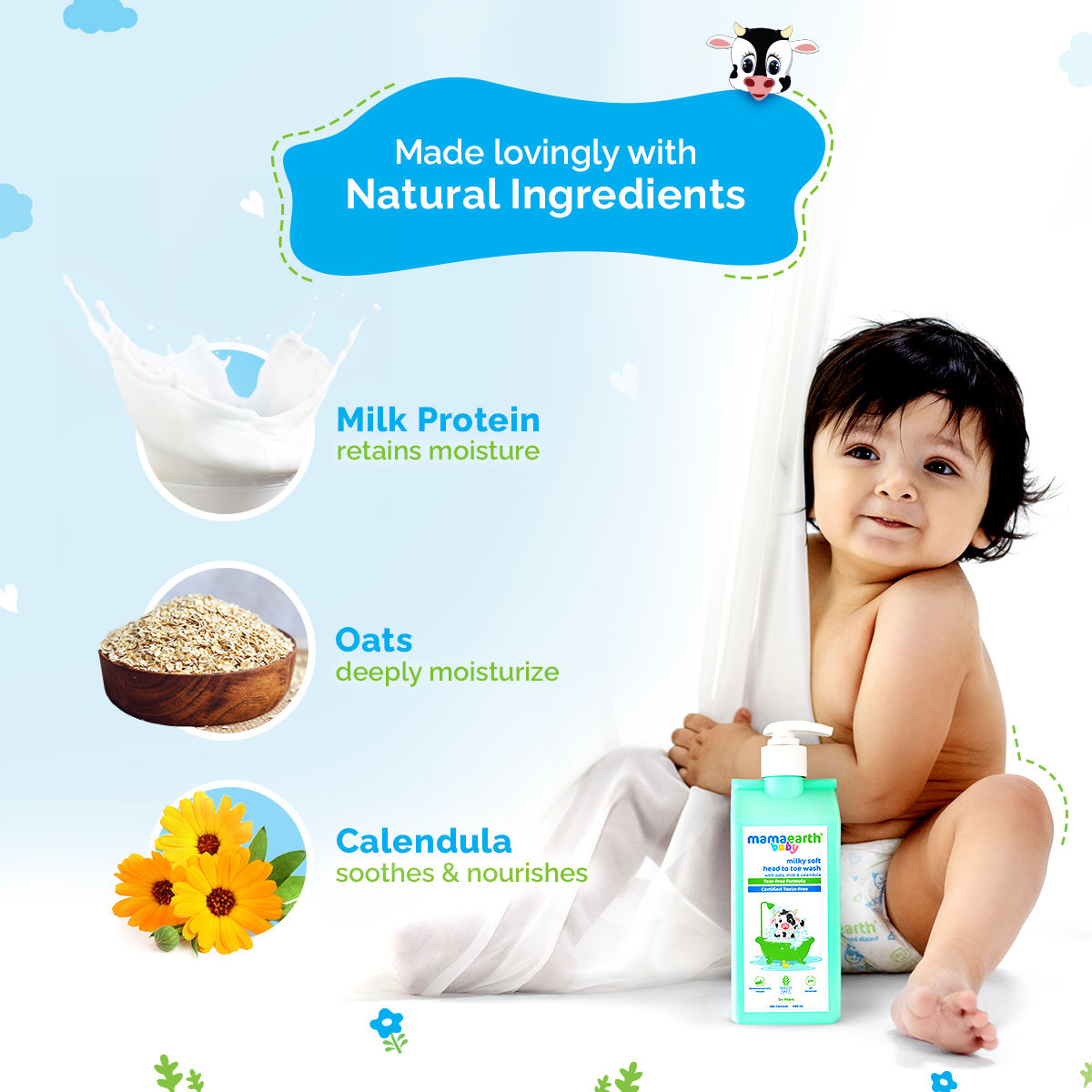Mamaearth Milky Soft Head To Toe Wash Baby For Kids | 0 - 5 years