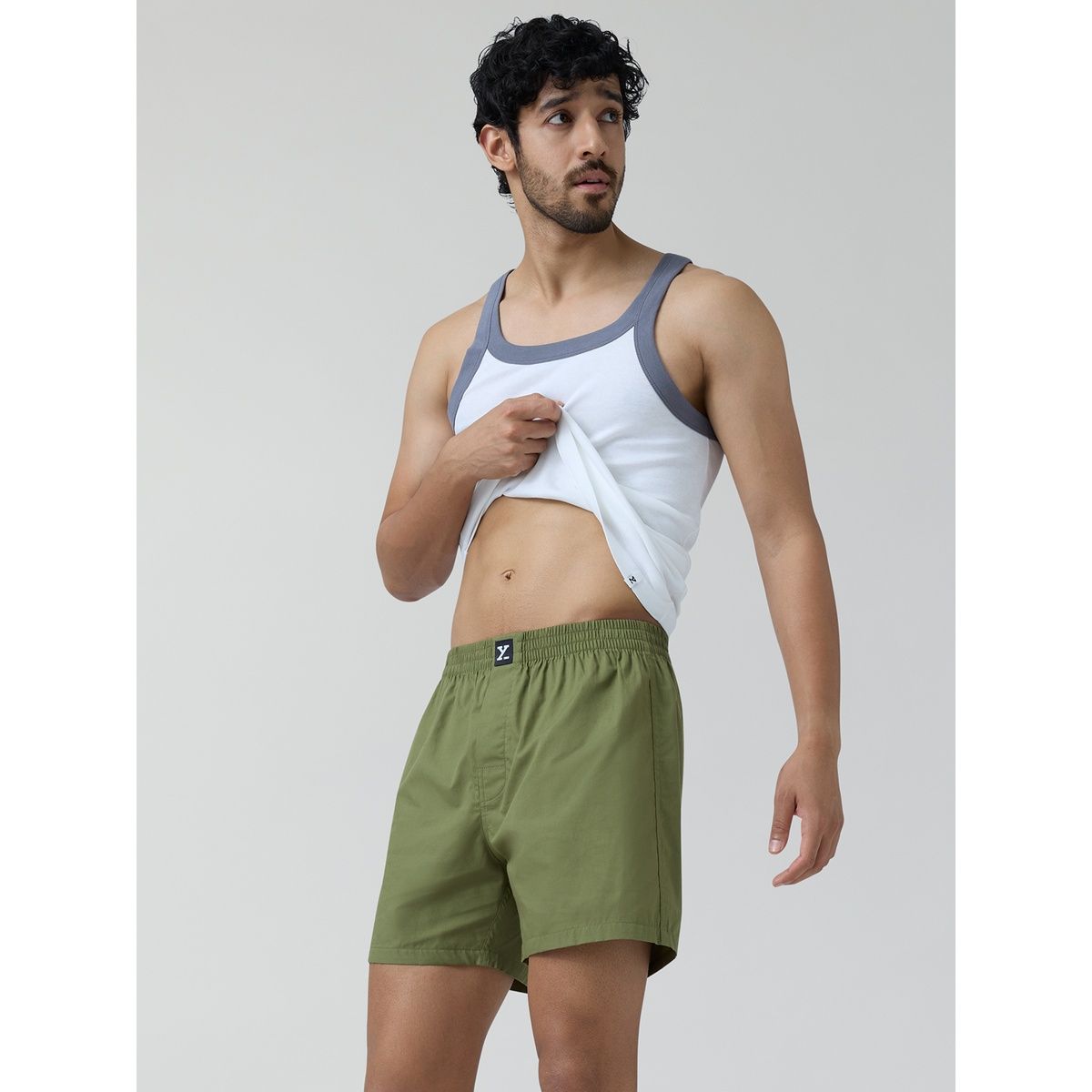 XYXX Pace 100% super combed cotton Printed Boxer | Back Pocket | Army Green- XL