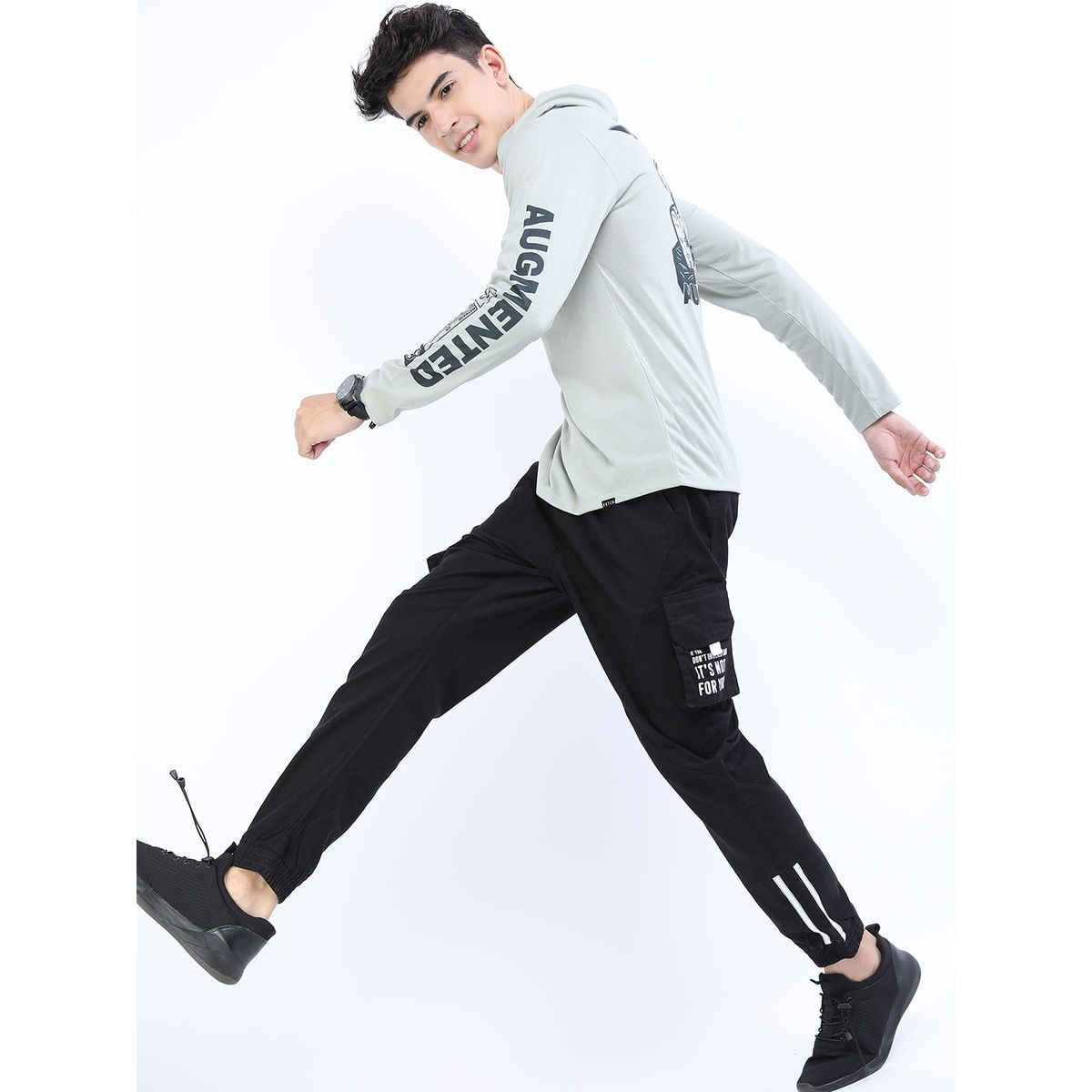 Ketch Men Grey Printed Jogger Trouser | Black | 34