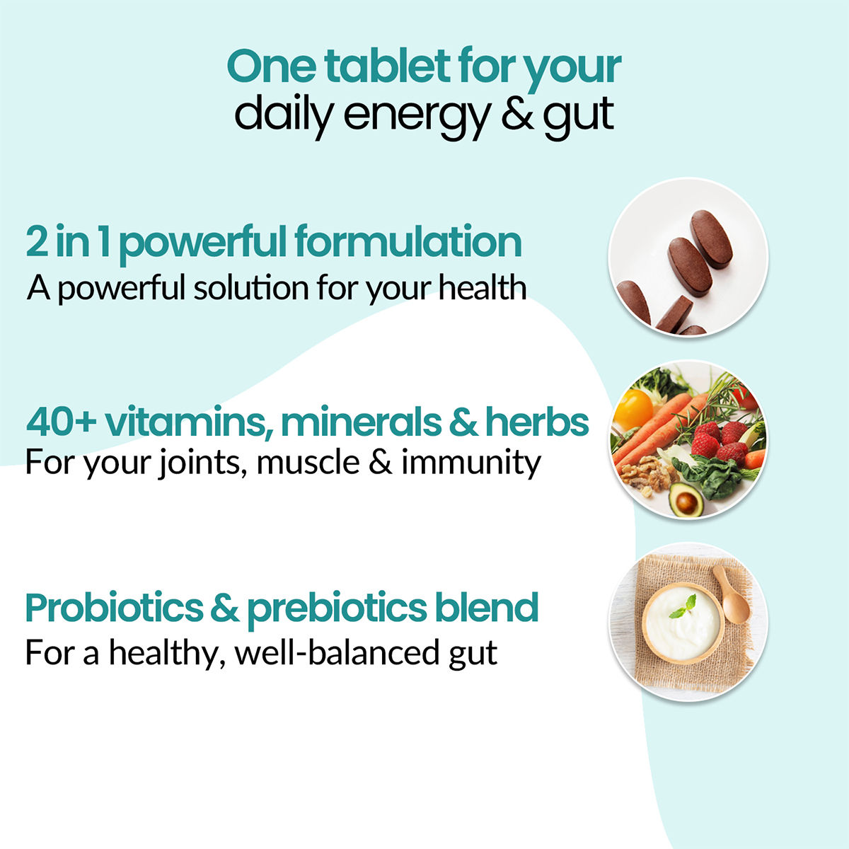 Zingavita Probiotics + Multivitamins | Gut Health with Energy & Stamina - 60 Tablets