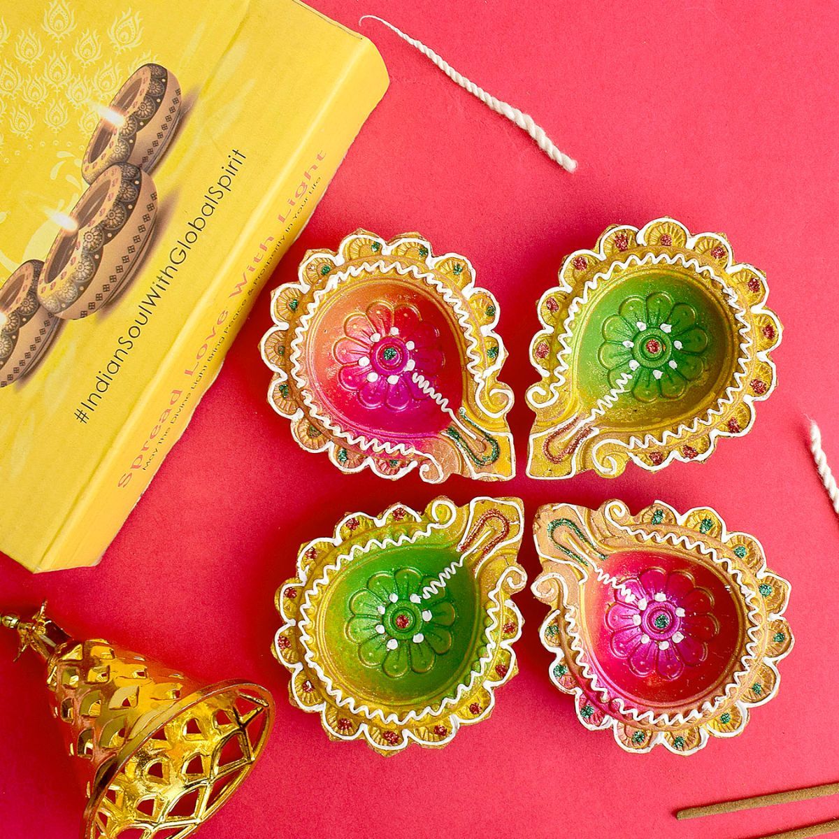 Satvik Designer Multicolor Clay Diya | Assorted Shapes