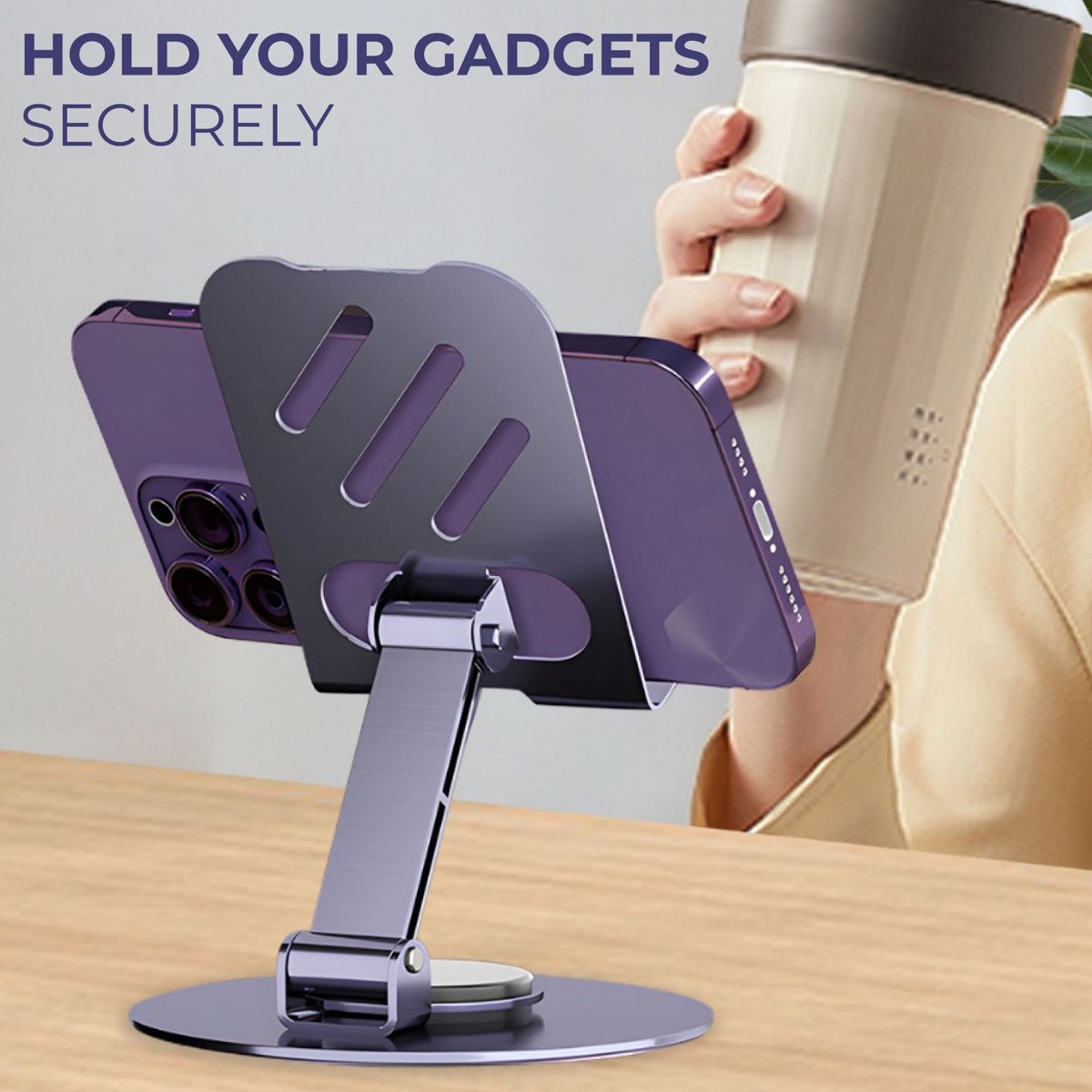 Kratos Rotatable and Foldable Mobile & Tablet Stand|360� Multiple Adjustments| Anti Shake design