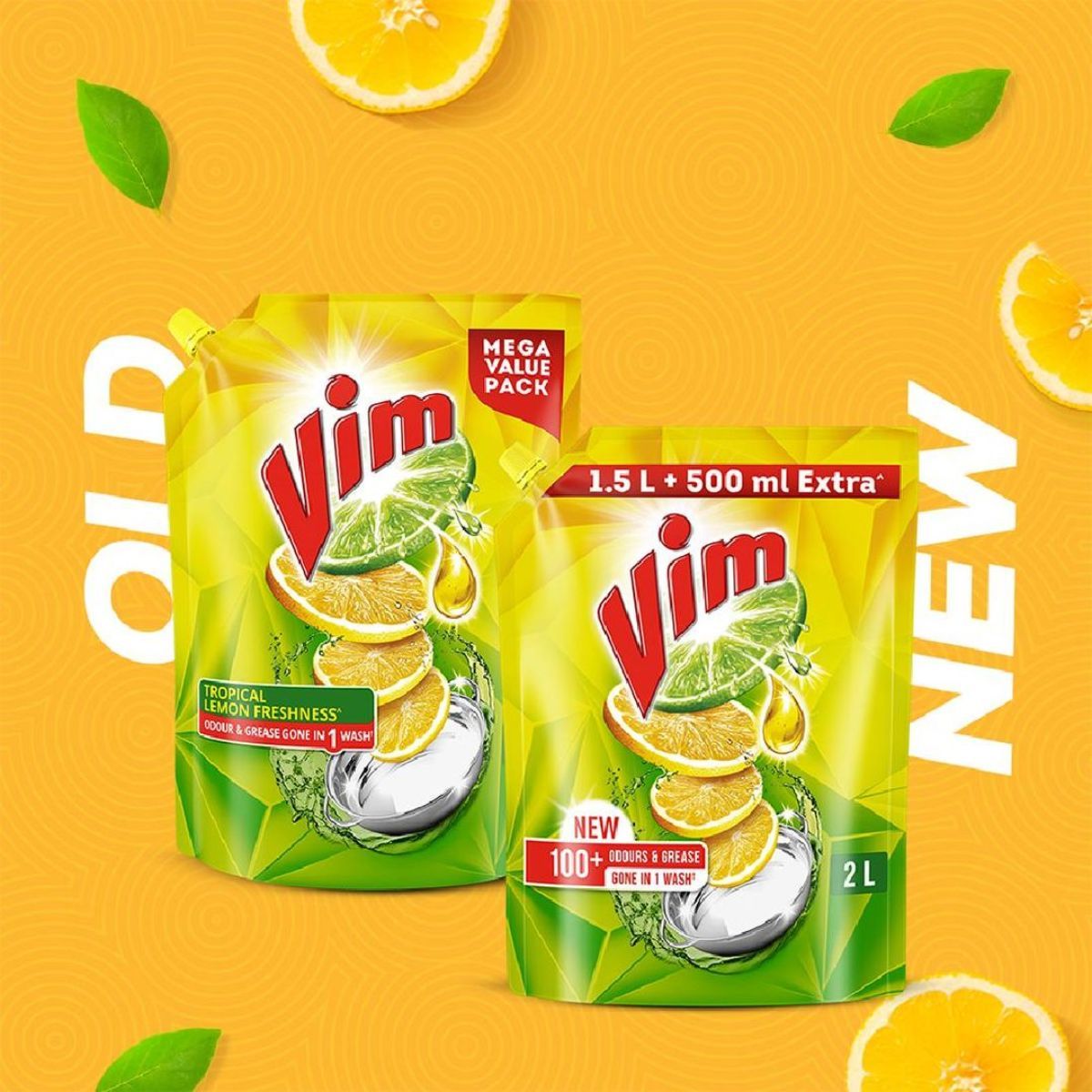 Vim Dishwash Liquid Gel Lemon Refill Pouch 2 l Combo
