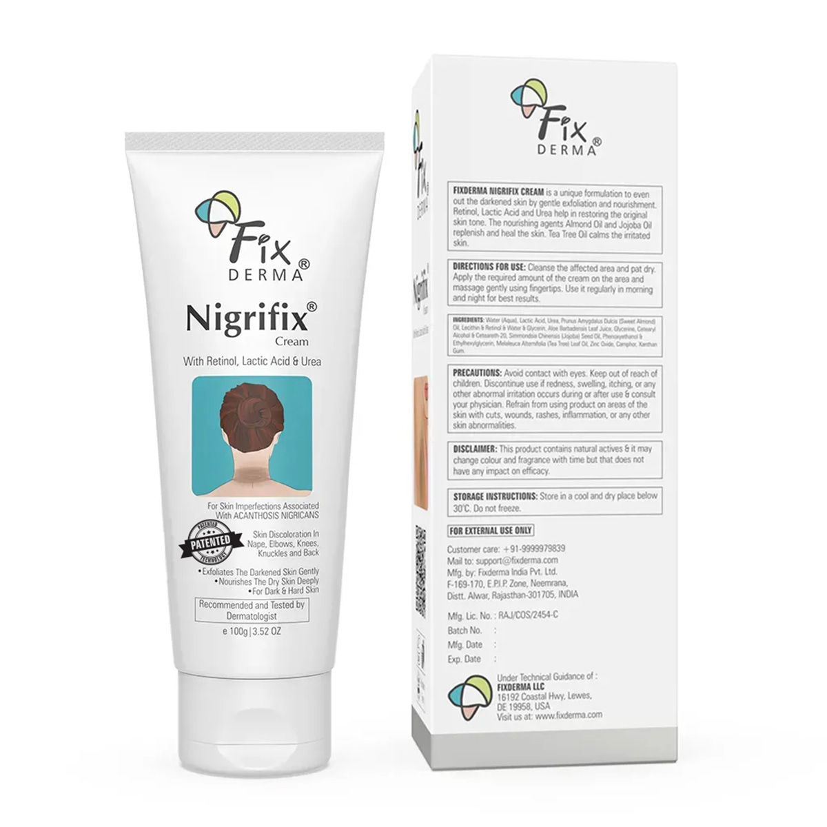 Fixderma Nigrifix Cream - Dark Patch Corrector for Neck, Underarms, Elbows