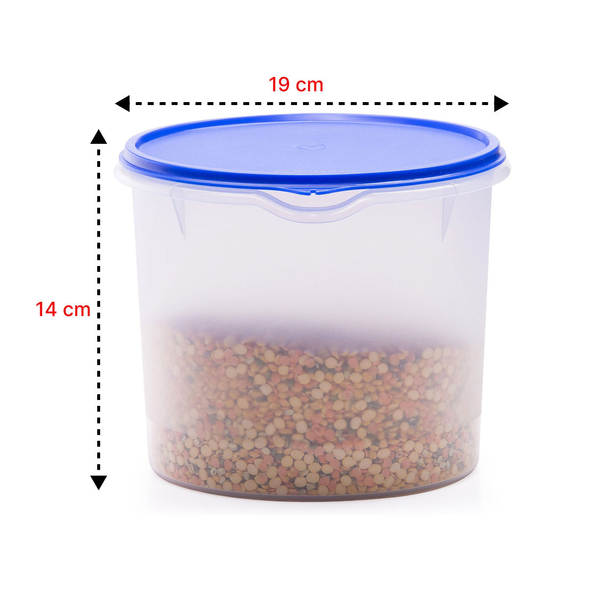 Varmora Magnum Round Plastic Storage Storage Container Transparent Air-Tight 3700ml- Blue