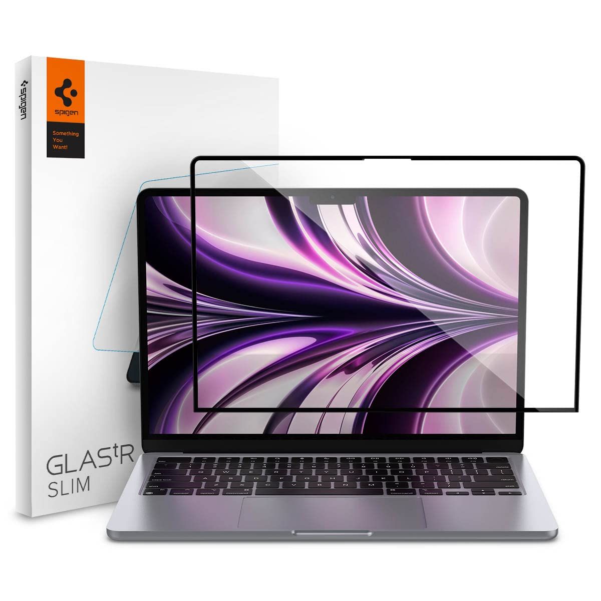 Spigen Full Coverage Tempered Glass Screen Protector Guard for MacBook Air 13.6 inch (M2 /M3)-1 Pack