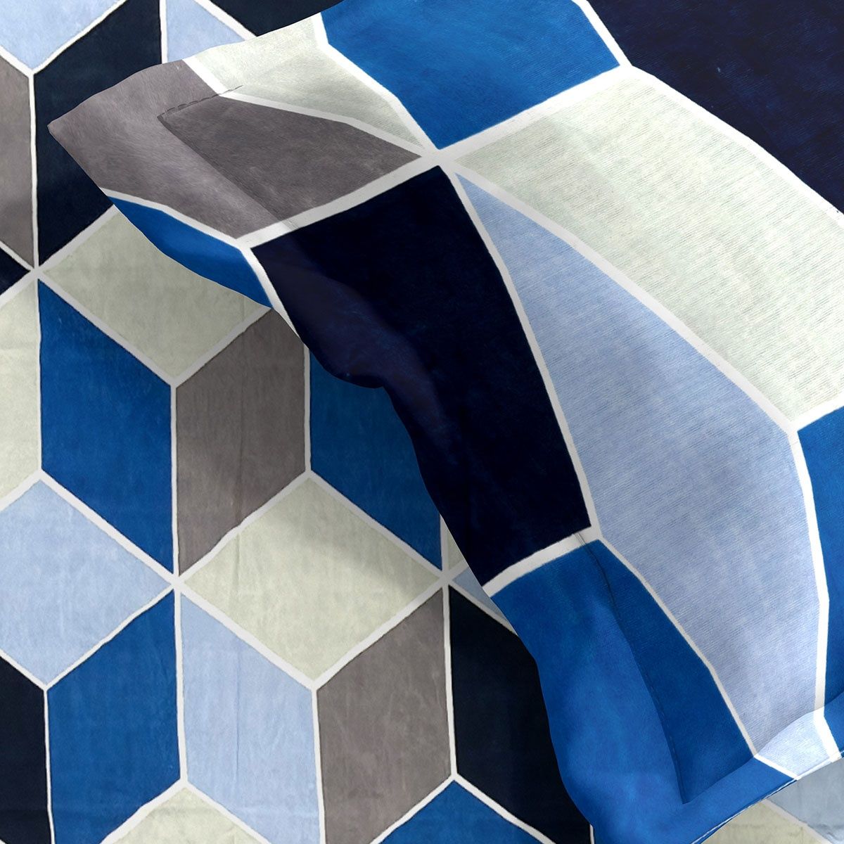 Romee Blue 3D Print Cotton Double Bedsheet with 2 Pillow Covers
