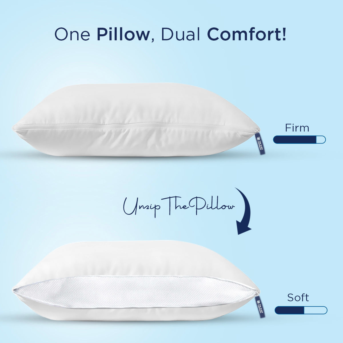The Sleep Company Hypoallergenic, Pure Cotton Adjustable Plush Pillow by TSC
